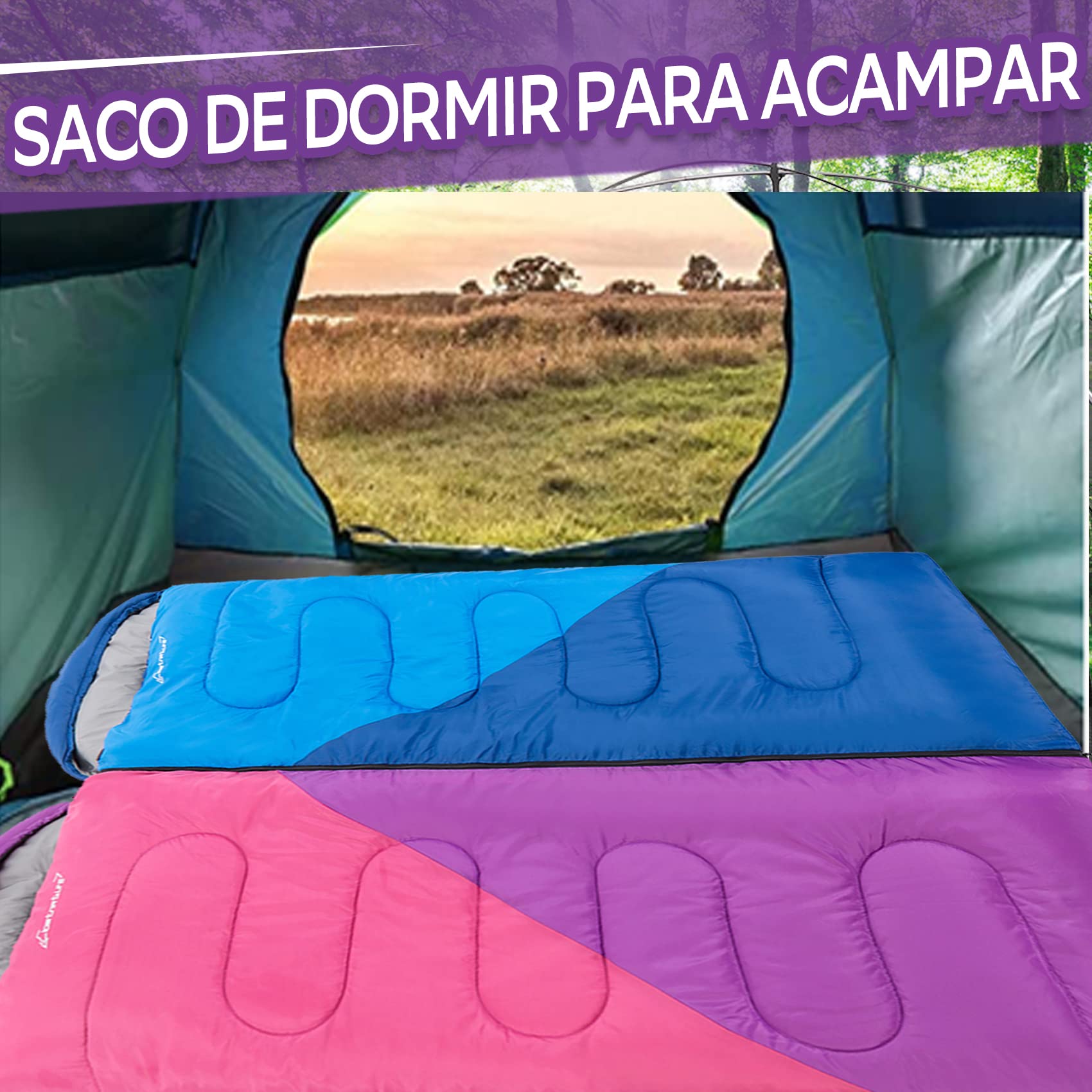 Clostnature Saco de Dormir Ligero para Acampar - Saco de Dormir Rectangular Casual al Aire Libre con Tamaño de Paquete Pequeño para Adultos, Mujeres, Senderismo de Deportes (Cremallera Izquierda)