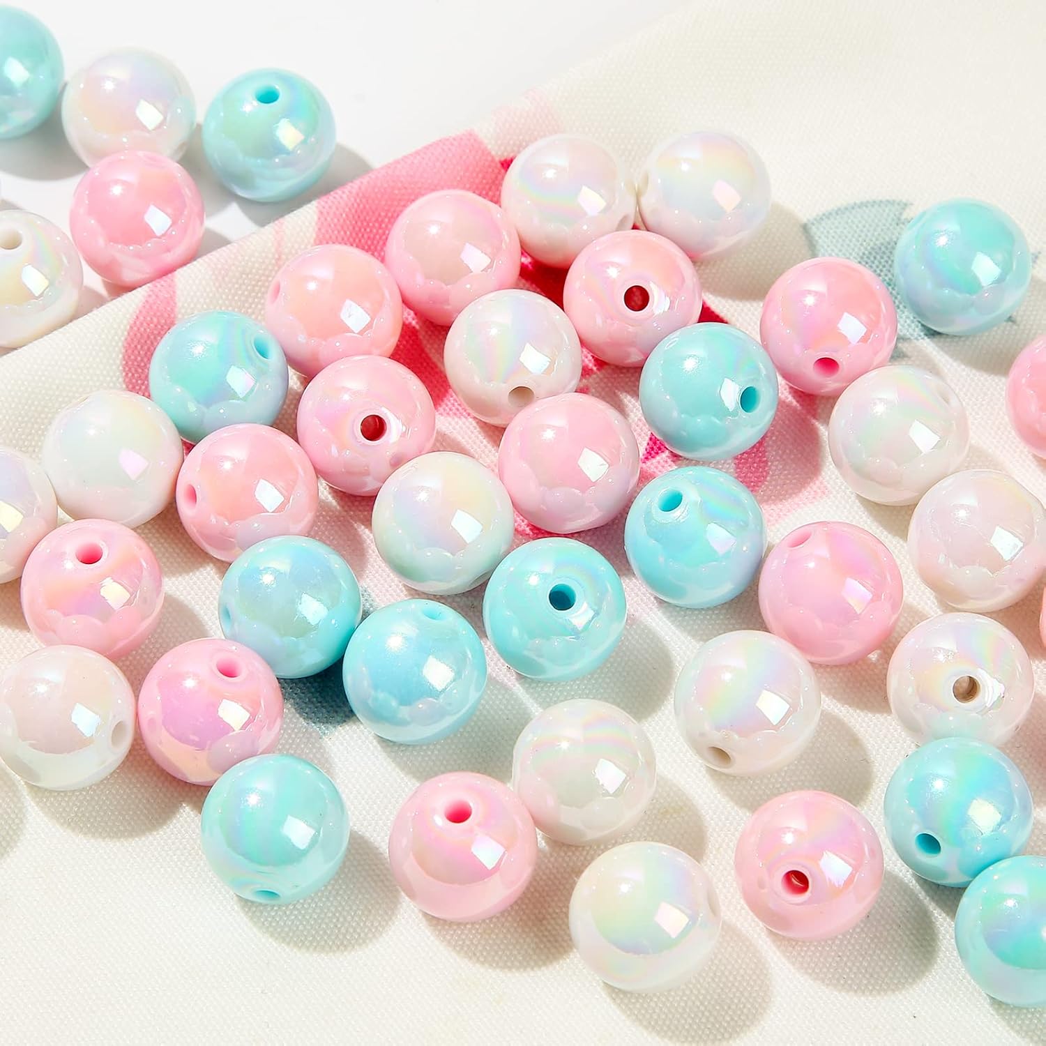 16mm Acrylic Beads Rainbow Beads Colorful Beads for Spring Easter DIY Jewelry Making (pinkblue) - Image 4