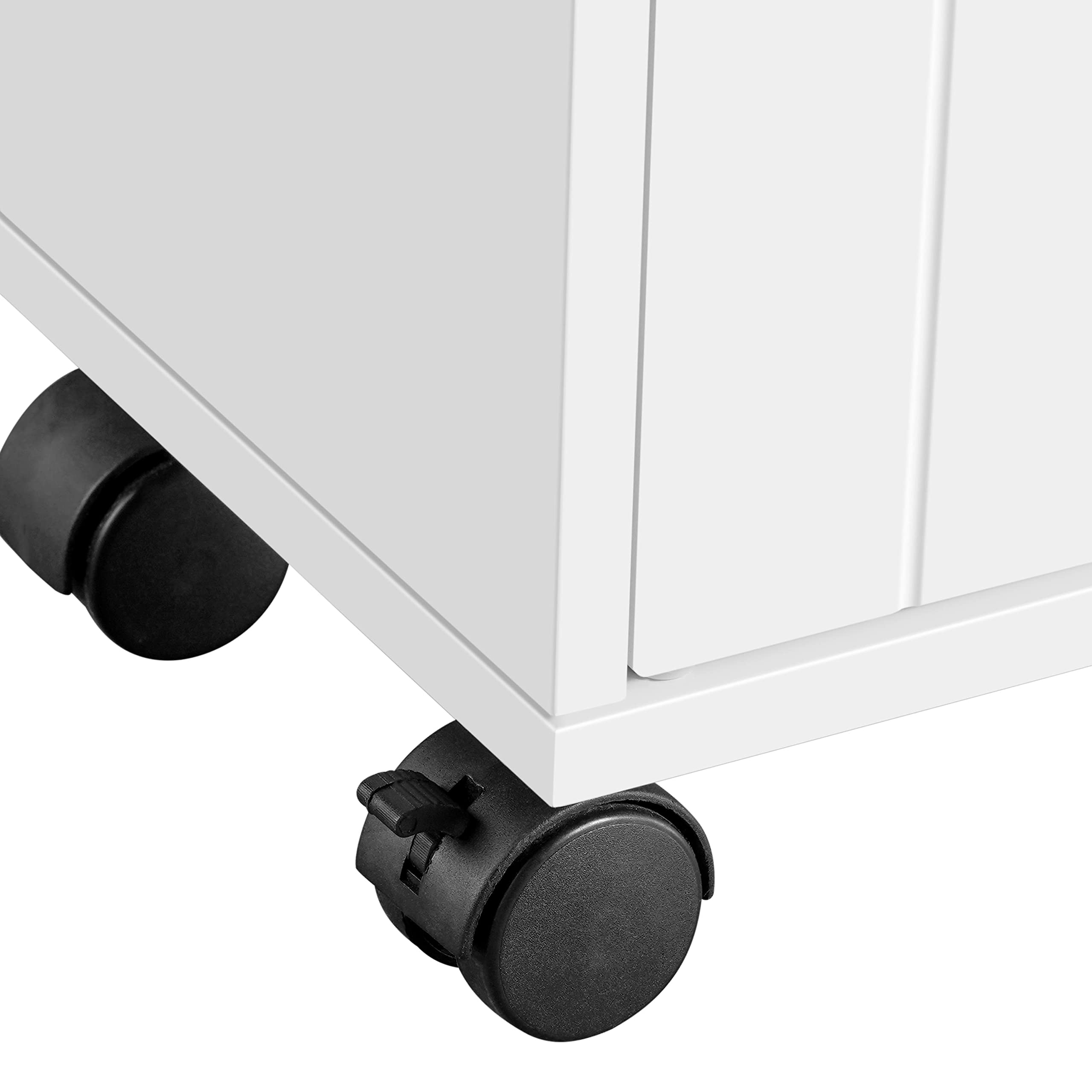 Yaheetech Mobile da Bagno con Ruote Armadietto da Terra con Ante Scorrevole Mobiletto in Legno con Ripiani Multilivello 20 x 70 x 72 cm Armadio Portaoggetti Bianco