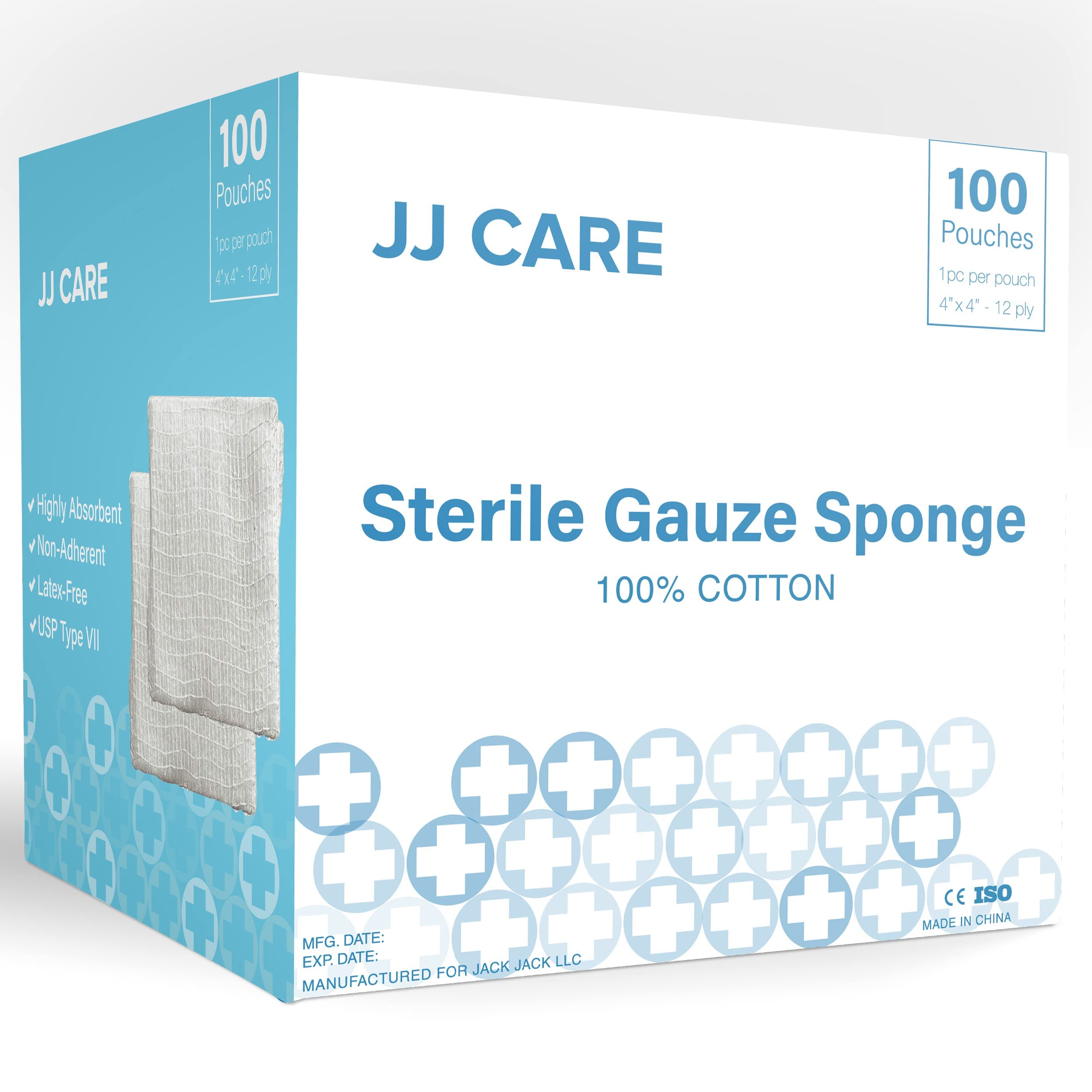 Buy JJ CARE Sterile Gauze Pads [Pack of 100], 4x4 Gauze Pads, Sterile