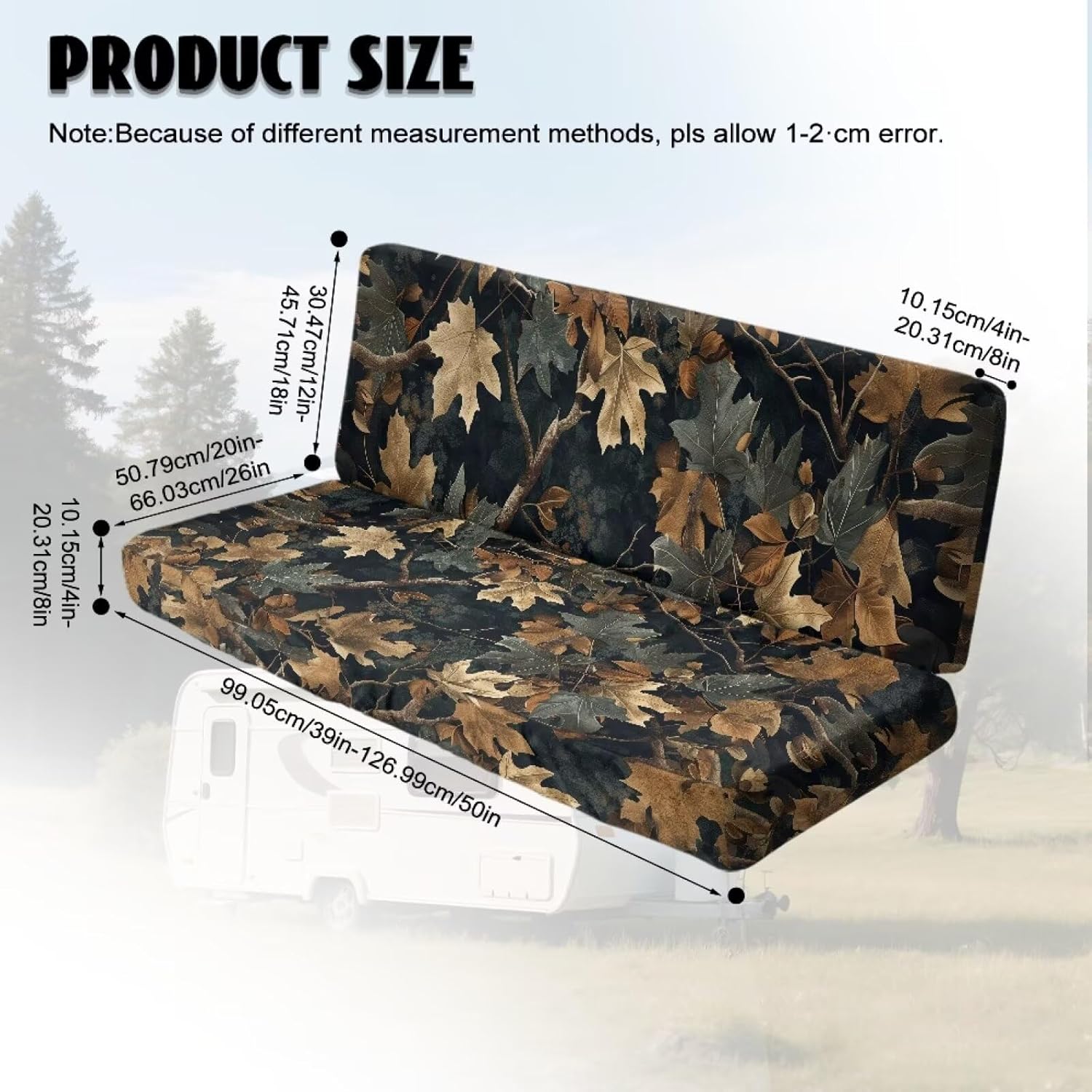 AFPANQZ RV Dinette Cushion Covers with 1 Backrest Cover & 1 Bench Cover, Branch Print Flannel Camper Seat Slipcover Stretch Sofa Loveseat Chair Protector for RV Camper Car