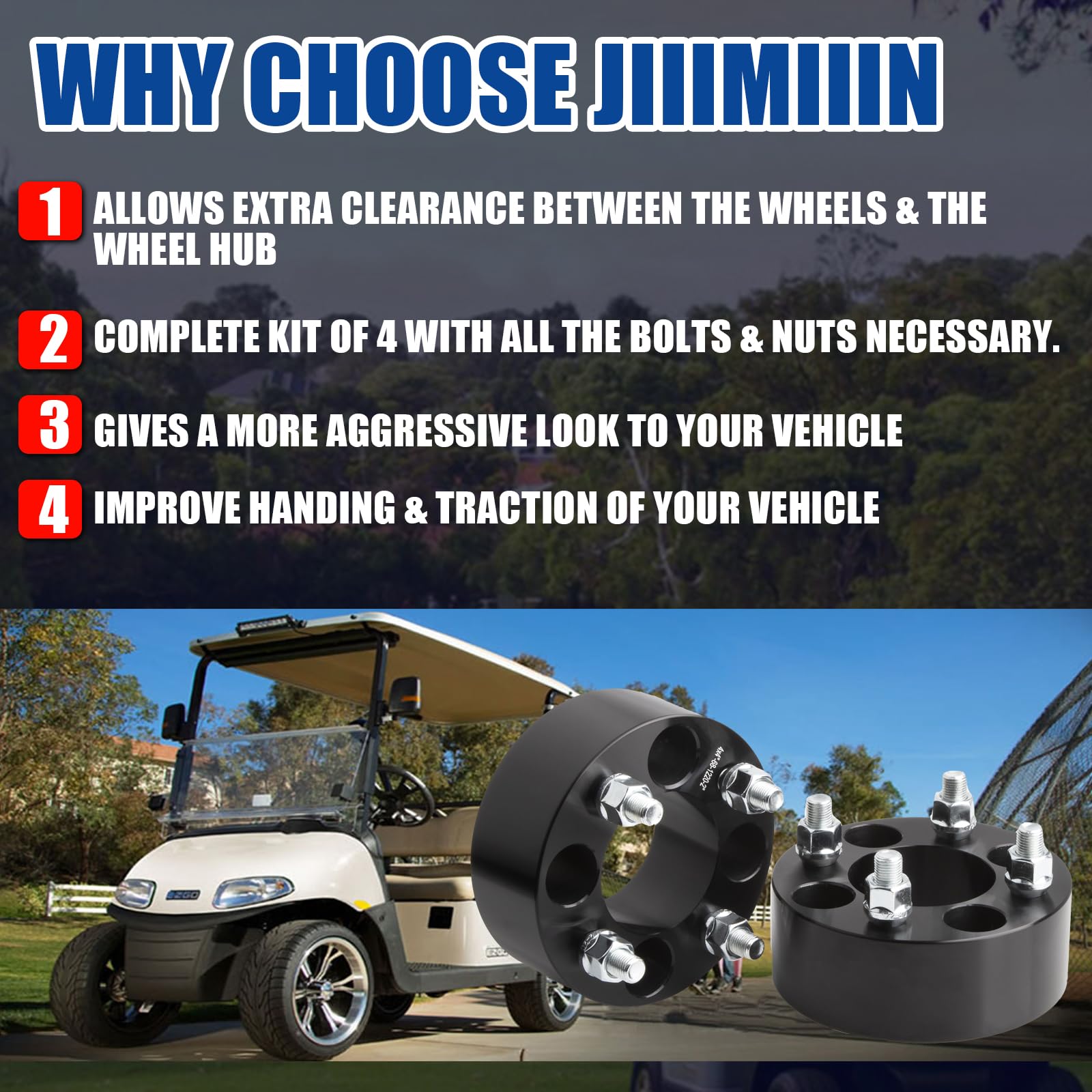 JiiinMiiin Lot de 2 entretoises de roue de chariot de golf de 2in / 50 mm