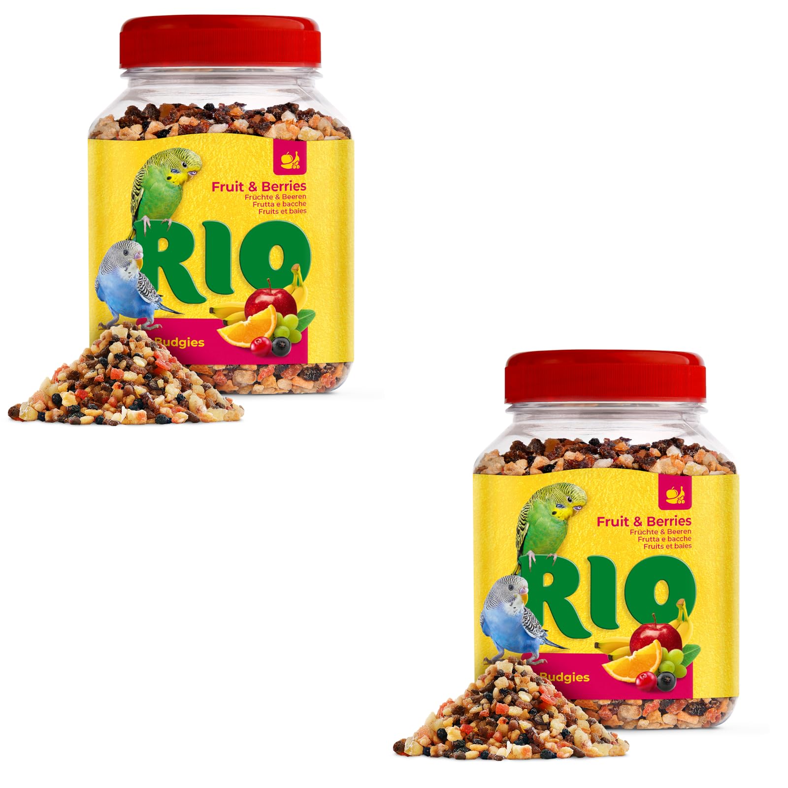 RIO Berry Mix | Doppelpack | 2 x 190 g | Leckerli für Großsittiche und Papageien | Aus getrockneten Beeren