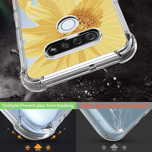 Miniatura 3 de Osophter Funda para LG K51, LG Reflect Funda transparente con flores para niñas y mujeres, esquinas reforzadas transparentes de poliuretano