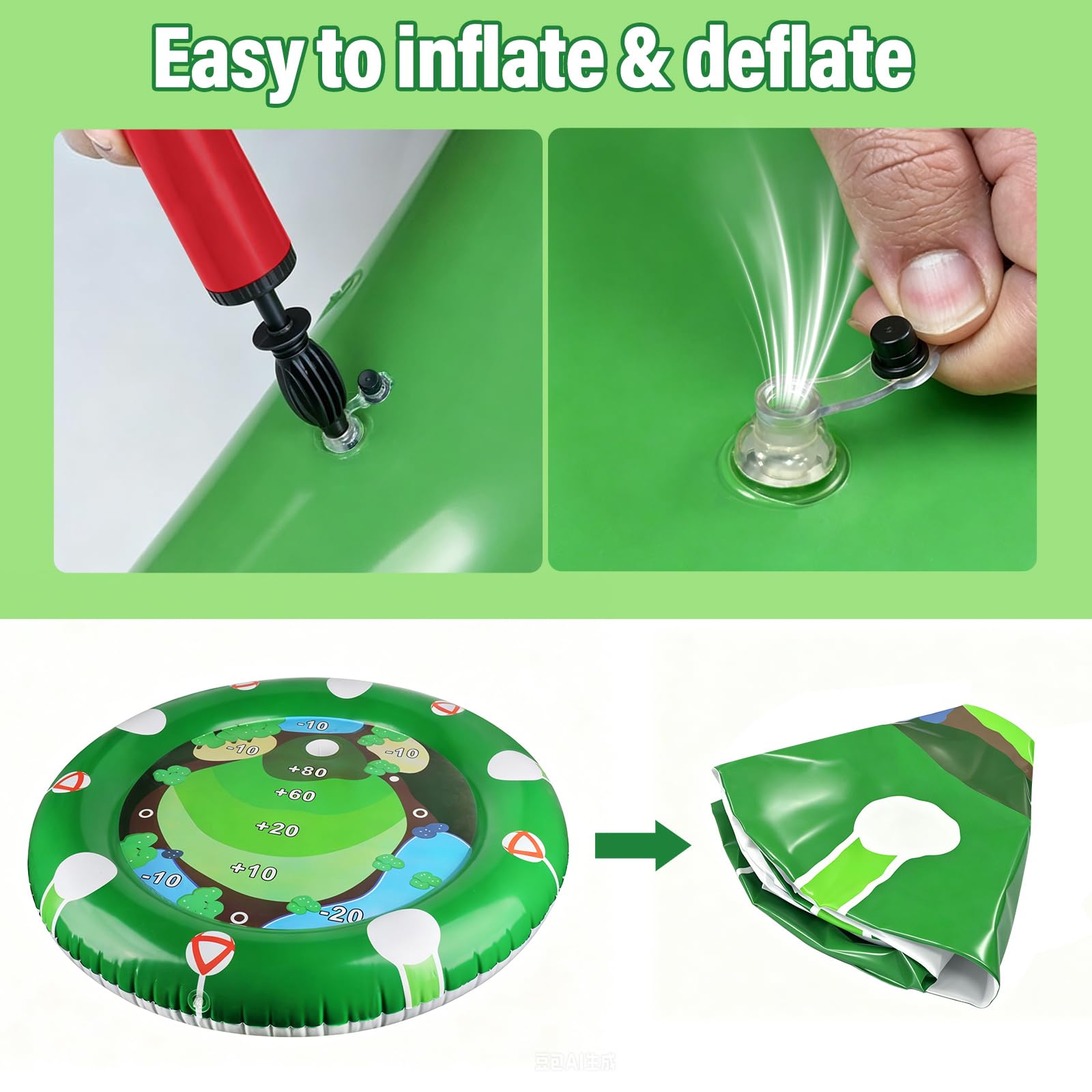 Golf Pool Toy, Minigolf Set, Pool Spielzeug Sticky Ball Included, Durable Material, Easy Setup, Minigolf Garten mit Golfschläger 12 Bälle, Putting Matte, Poolspielzeuge für Kinder Erwachsene