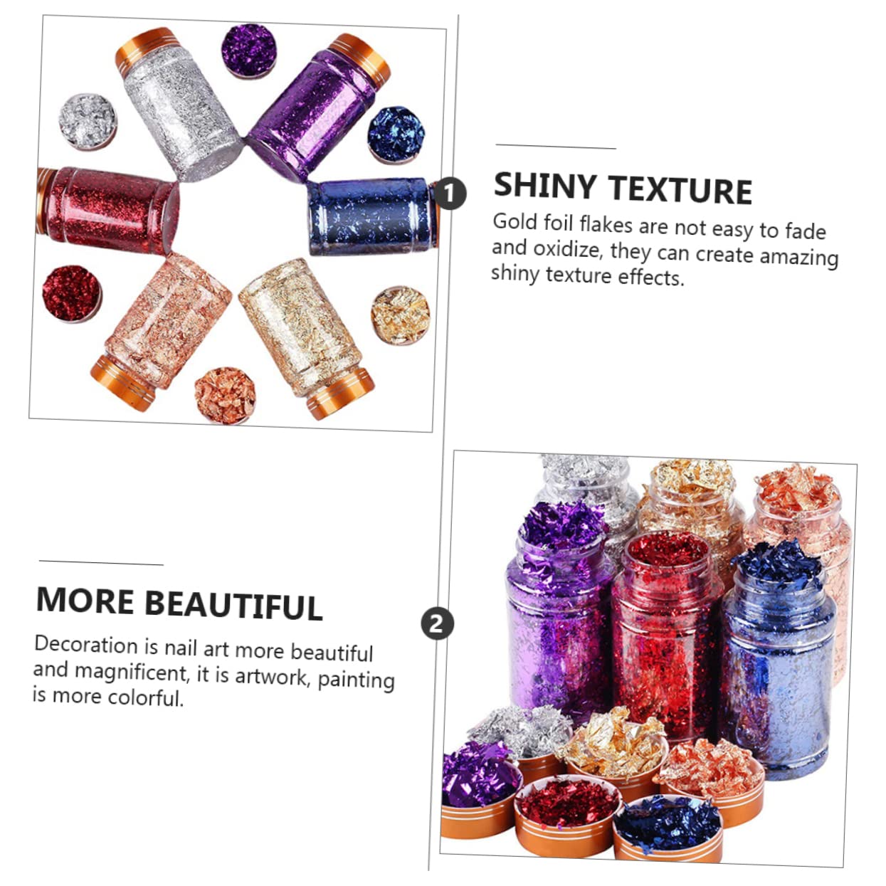 Housoutil 3 Juegos Lámina de oro para decoración de uñas. láminas de uñas arte de uñas copos de papel de aluminio para hacer joyas pegatinas de uñas decoraciones de uñas Flash