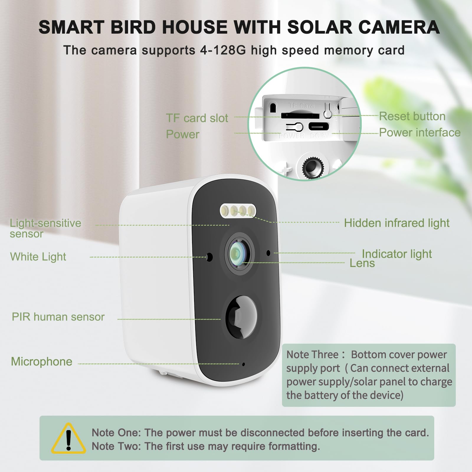 Solar Vogelnest Smart Holz Vogelhaus mit Kamera Premium Zedernholz Vogelhaus Wetterfestes Design Genießen Sie Vogelverhalten Beobachten Während Sie Vögel Unterstützen