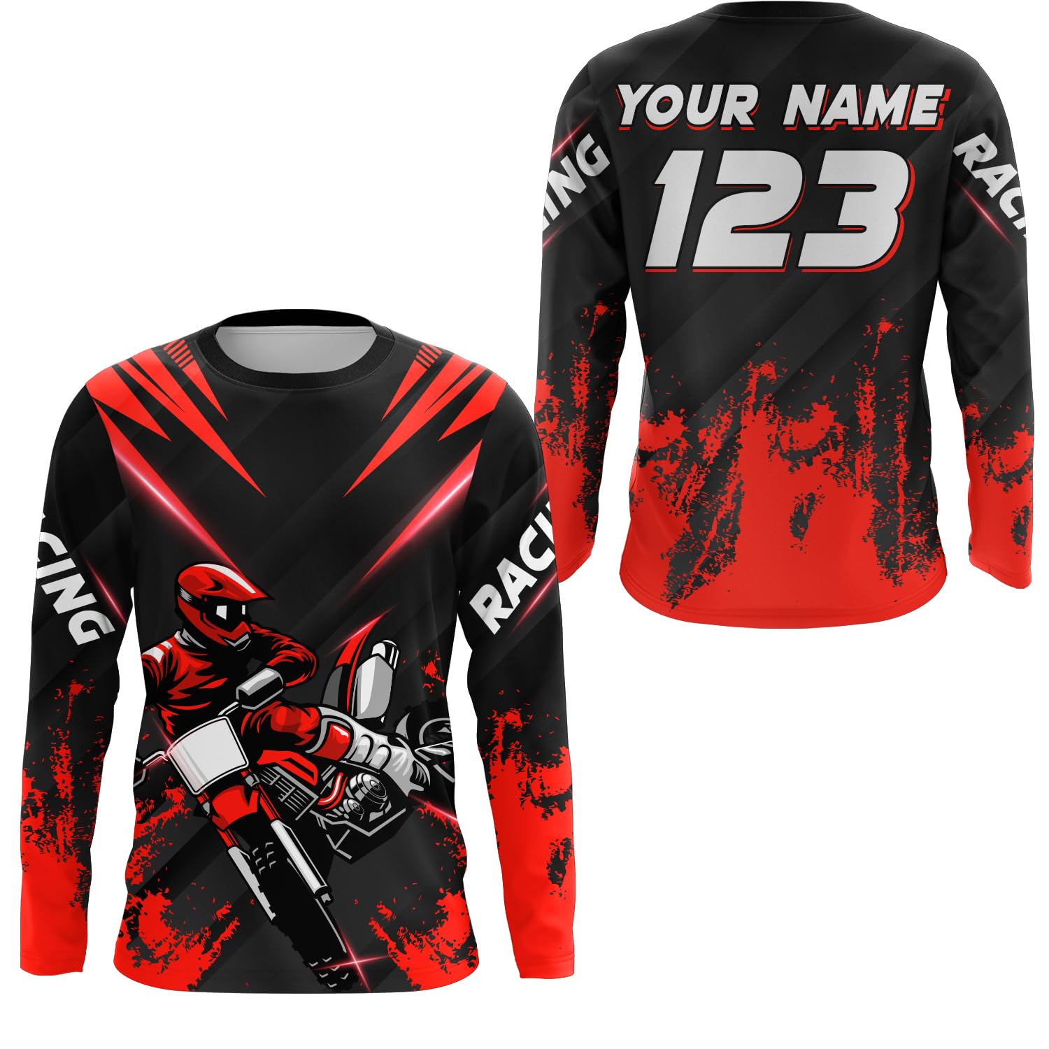 ChipteeAmz Extreme Motocross Jersey Men Kid Women Upf30+ Custom Dirt Bike Off-Road Shirt Racing Motorcycle (US, Alpha, Small, 5X-Large, Regular, Regular, red)