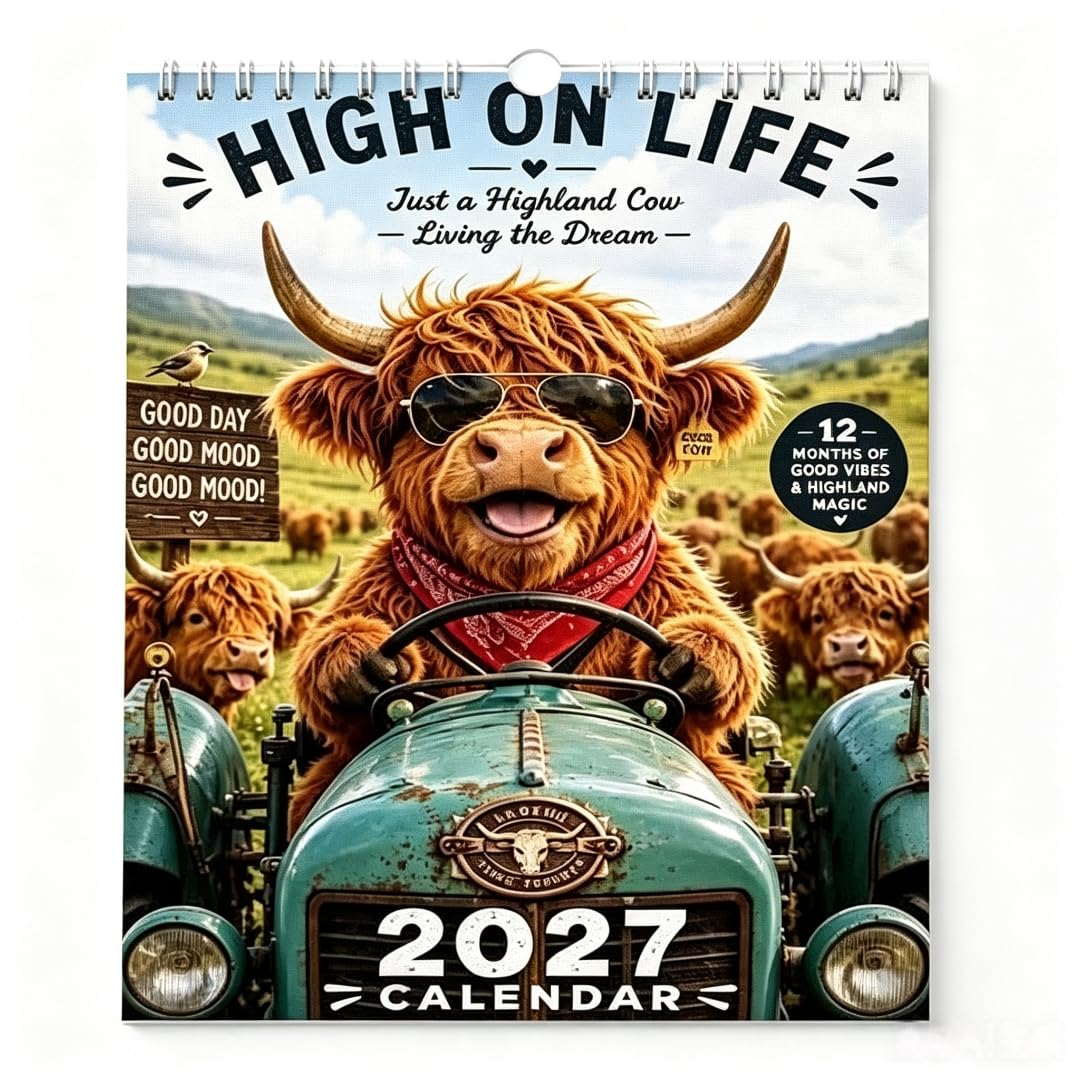 2027 Wall Calendar, Family Home Planner Wall Calendar, Funny Cat Calendars (Green1)