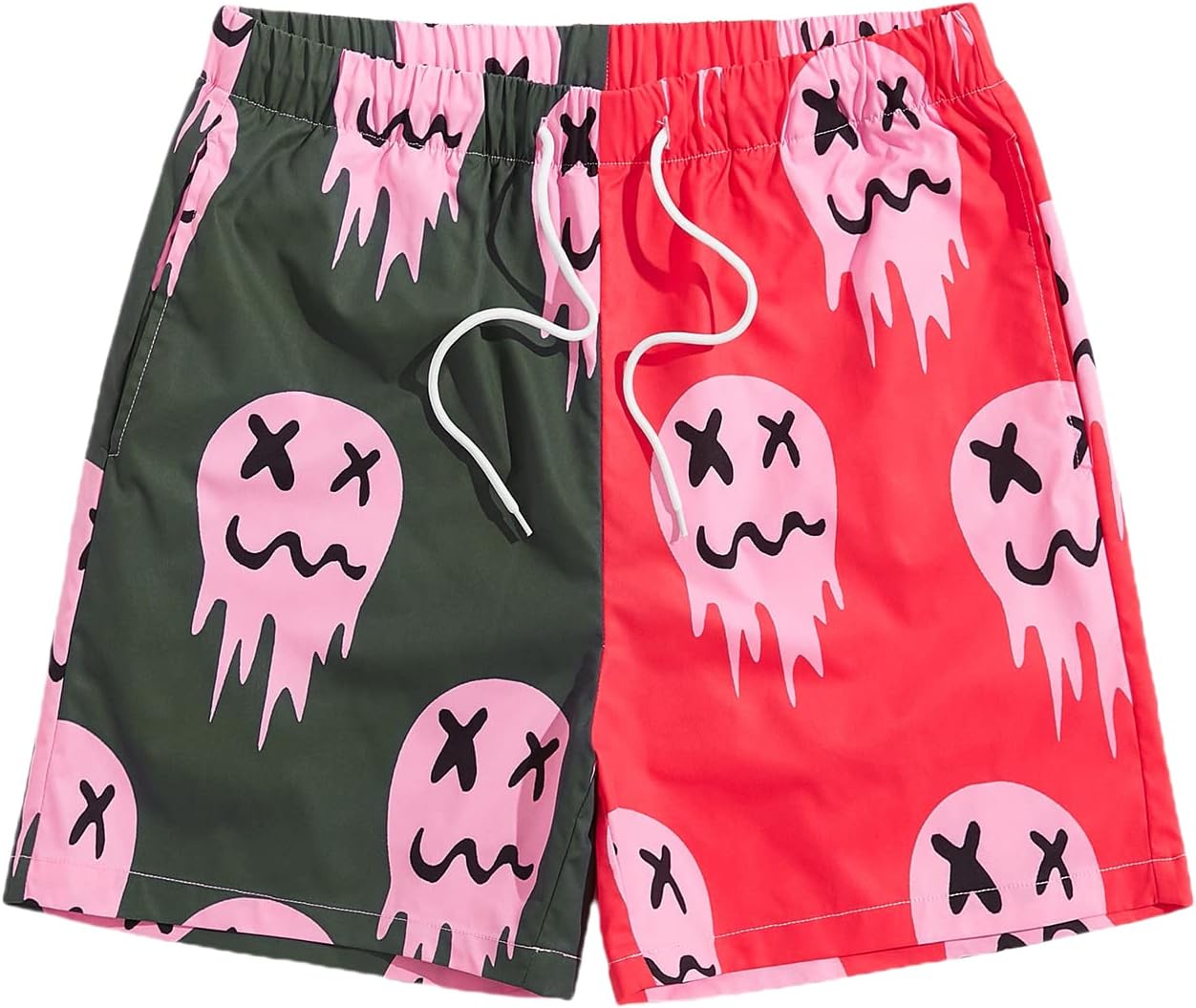 WDIRARA Men's Graphic Print Colorblock Drawstring Waist Active Pocket Shorts