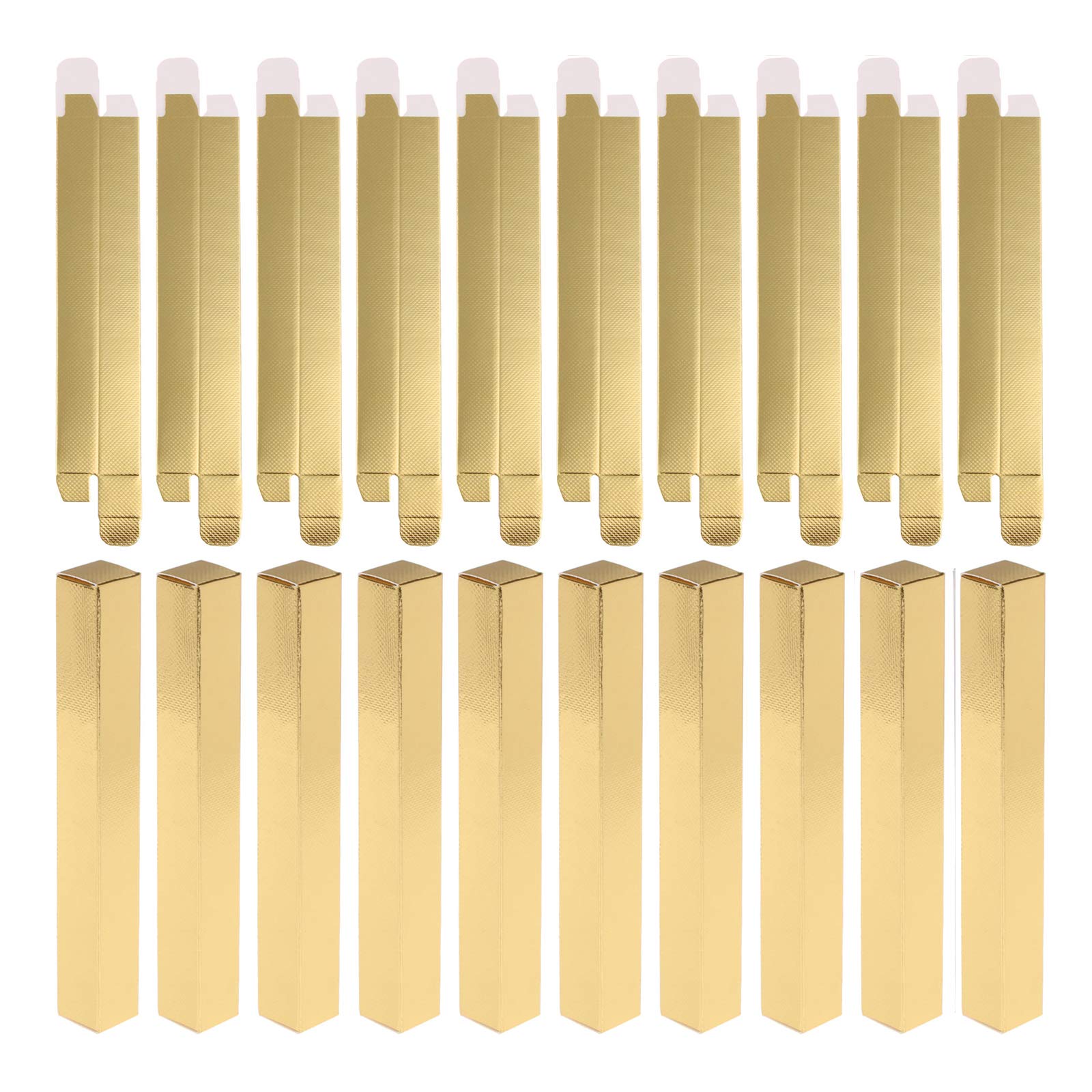VIDELLY 50 Pieces Empty Lip Gloss Packaging Boxes Foldable Gold Eyeliner Box Twist Pen Packaging Boxes Cuticle Oil Pen Wrapping DIY Make-up Sample Luxury Holder Wrapping Storage,0.63 x 0.63 x 5.7inch