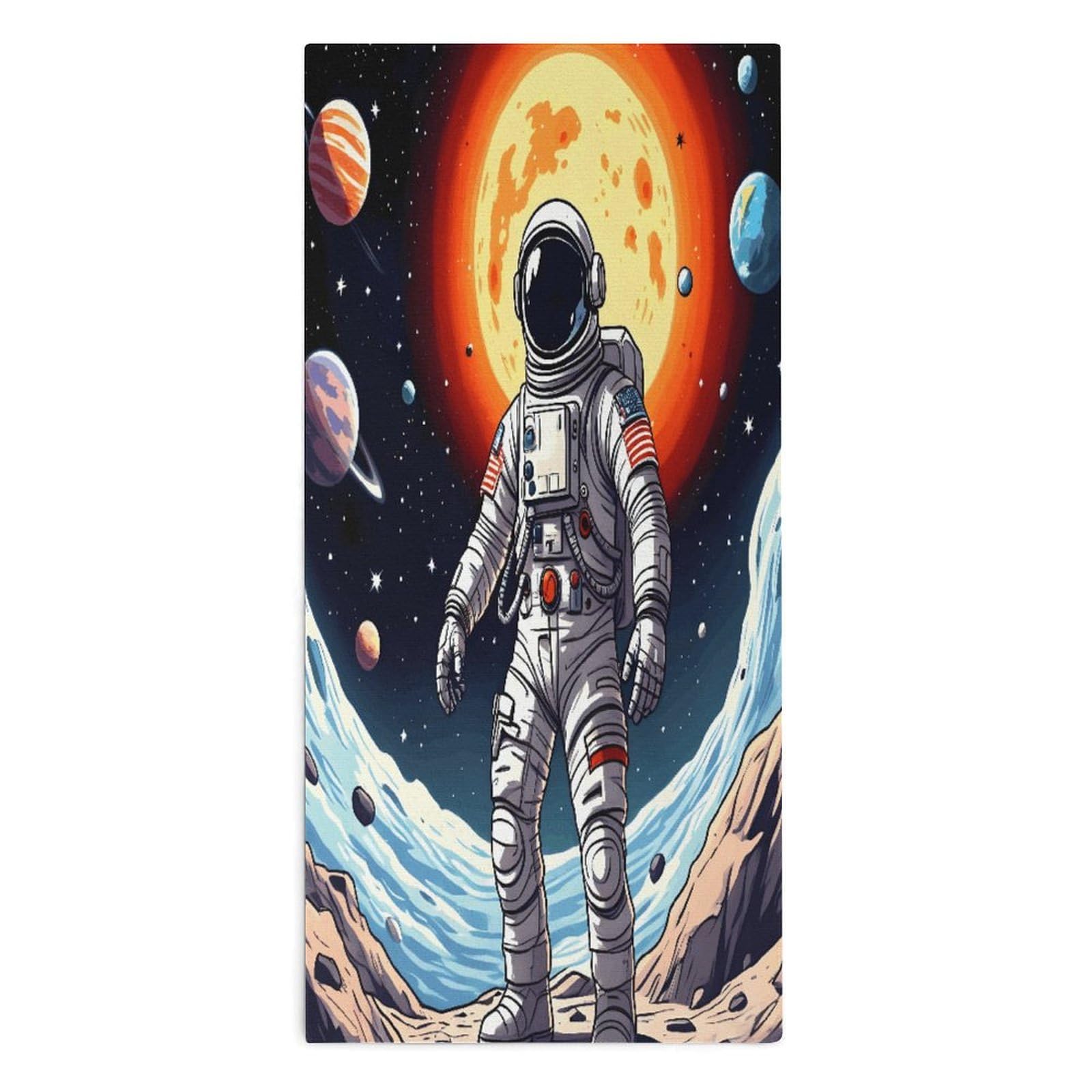 YUXBVKRS Planetary Astronaut Scene Hand Towels for Bathroom 14x29 Inch
