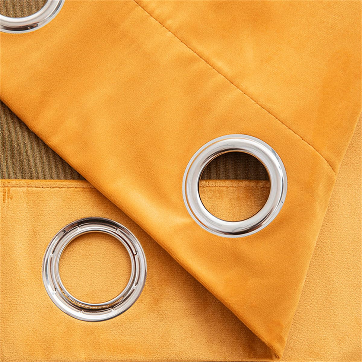 Treer Velvet Eyelet Blackout Curtains, 1 Panels Thermal Insulated Curtain, Soft Solid Darkening Windows Drapes for Bedroom Living Room Decoration (Orange,W52 x L63)