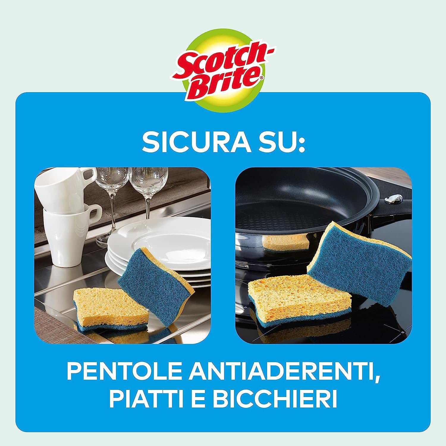 10 Spugne Abrasive Scotch-Brite Delicate - Antigraffio, Altamente Assorbenti, Per Pulizie Quotidiane, Per Superfici Delicate