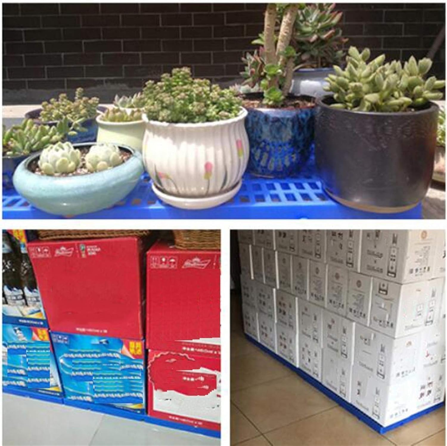 LNNW Waterproof Supermarket, Convenience Store Storage Mat, Inside Easy Stacking, Moisture Resistant Plastic Trays Floor Pallets for Garage Supermarket Basement