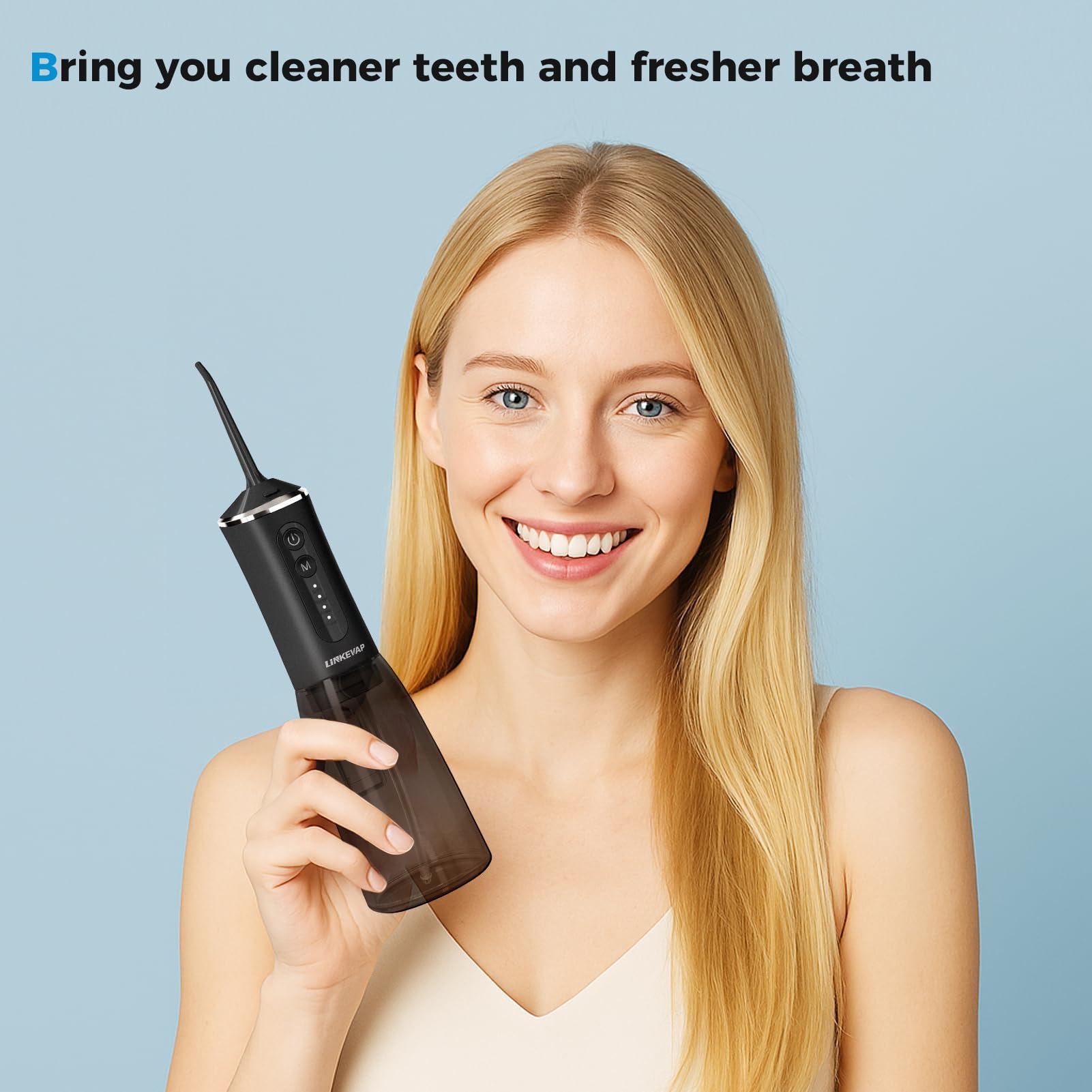 LINKEVAP Irrigador bucal de viaje recargable de 360 ml, IPX7 impermeable para el cuidado dental diario para el hogar