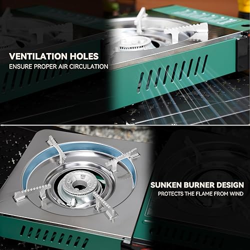 Miniatura 3 de ONLYFIRE OUTDOOR LIVING Estufa de gas butano con funda de transporte, estufa portátil para campamento, control de calor preciso, estufa de