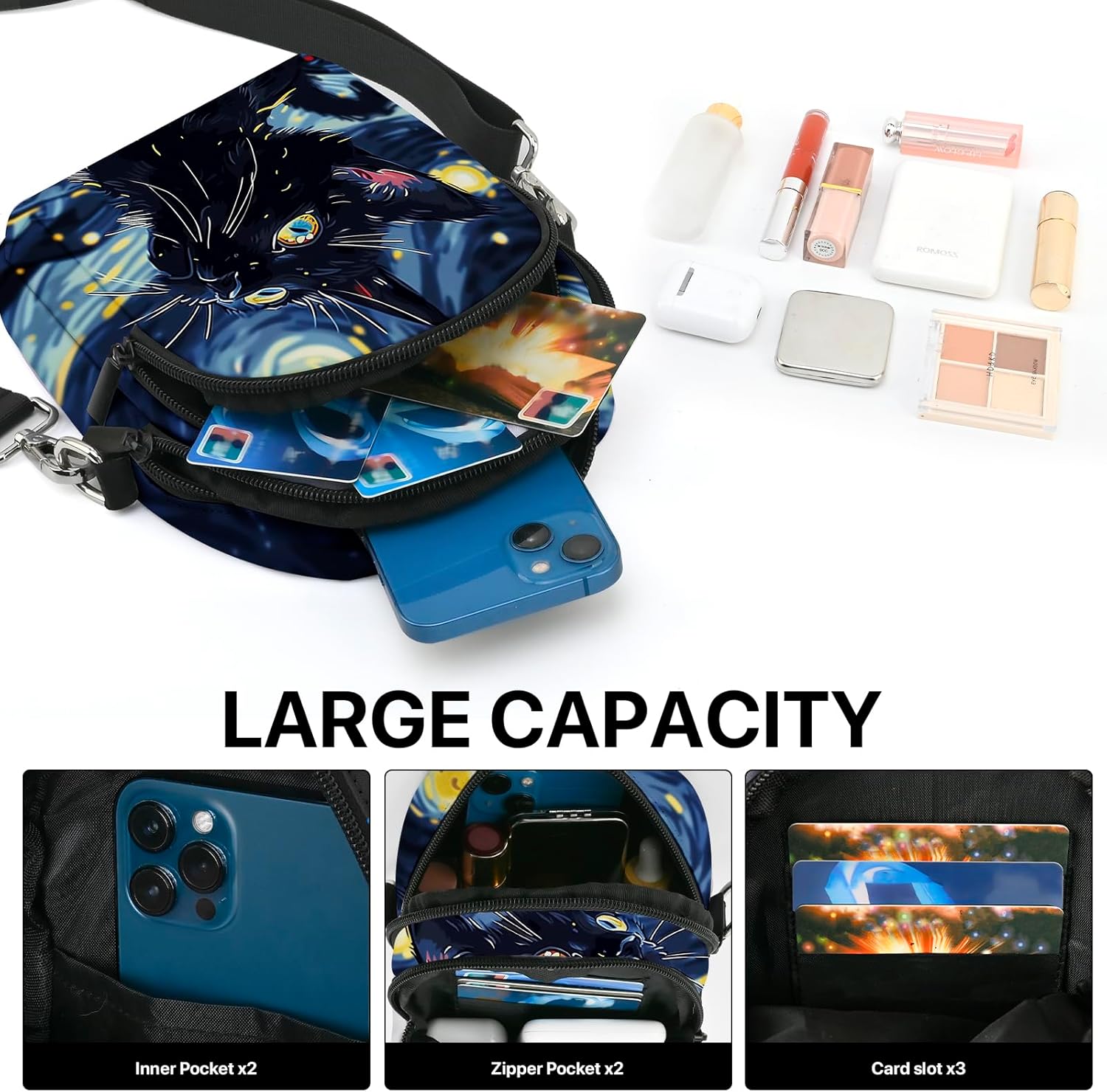 FyLybois Small Crossbody Bags for Women Casual Cell Phone Bag Wallet Purse Waterproof with Card Slots Adjustable Strap - Image 5