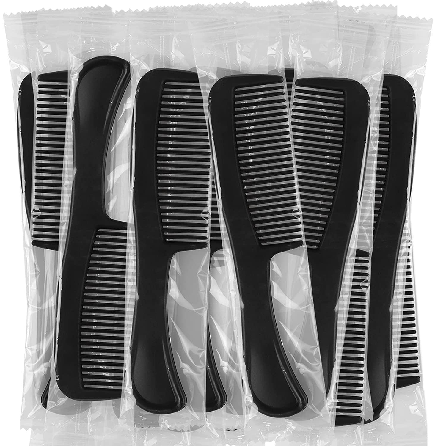 30 Pack Combs Individually Wrapped, Wide Longer Teeth Design, Lightweight On-The-Go Essential, 30 Pieces Bulk Combs for Hotel, Airbnb, Shelter/Homeless/Nursing Home/Charity(Black)