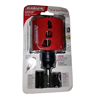 Freud-Diablo 3-inch Bi-Metal Hole Saw System with Snap-Lock Plus Mandrel & Pilot Bit Included - High Performance Cutting - Perfect for Wood, Metal, Plastic - DHS3000AR