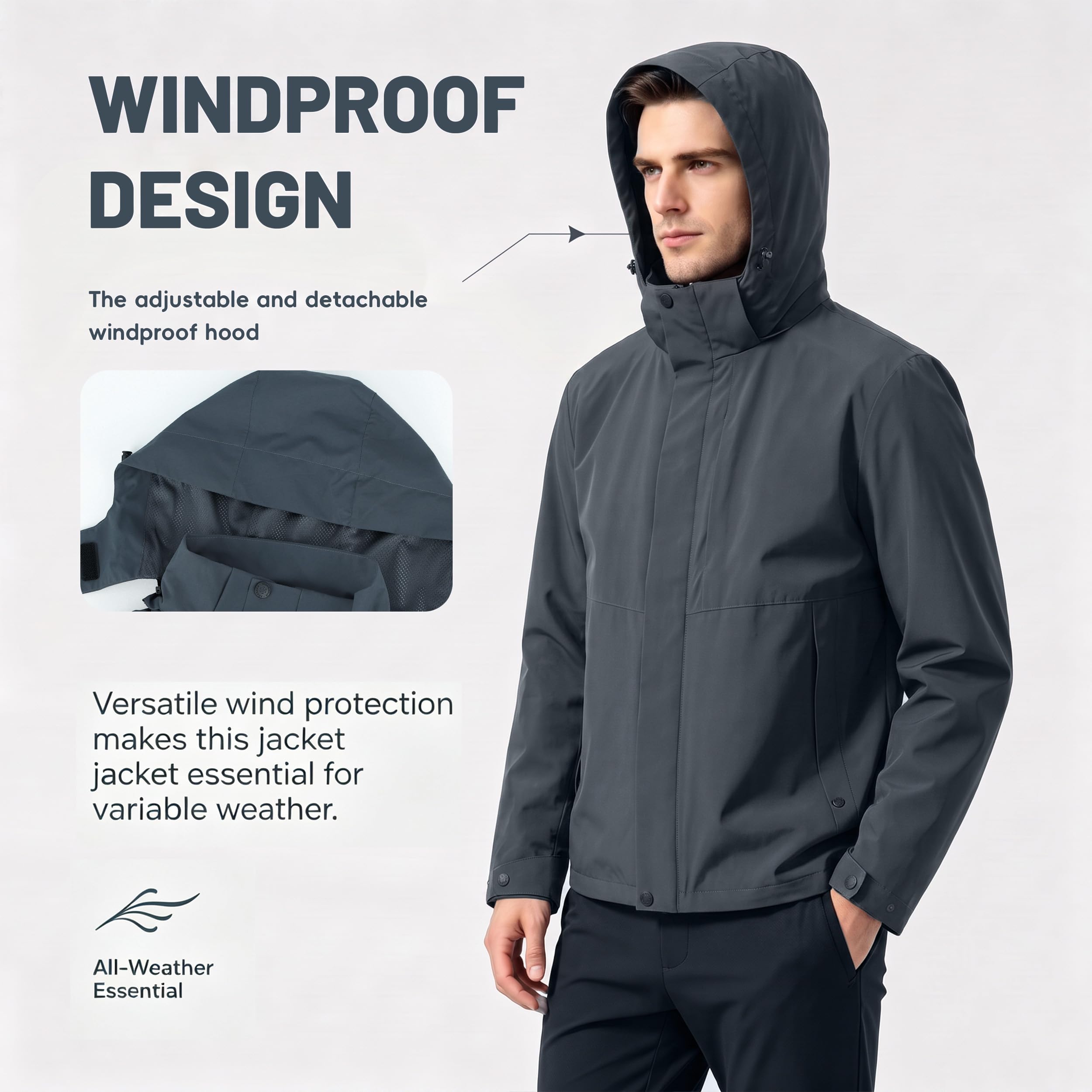 SUKUTU Veste d'homme Manteau résistant à l'eau et au vent Bergsteigergewand Costumi da alpinismo