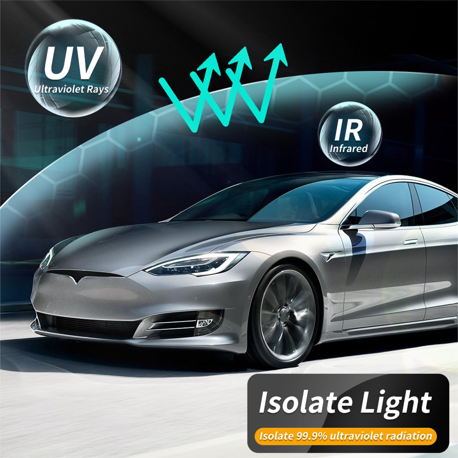für Tesla Model S 2020-2024 8.5mil TPU PPF Solar Fenstertönung für Autodach Oberlicht Vorgeschnittene Selbstklebende Transparent Lackschutzfolie Zubehör Eisblau 1Stück