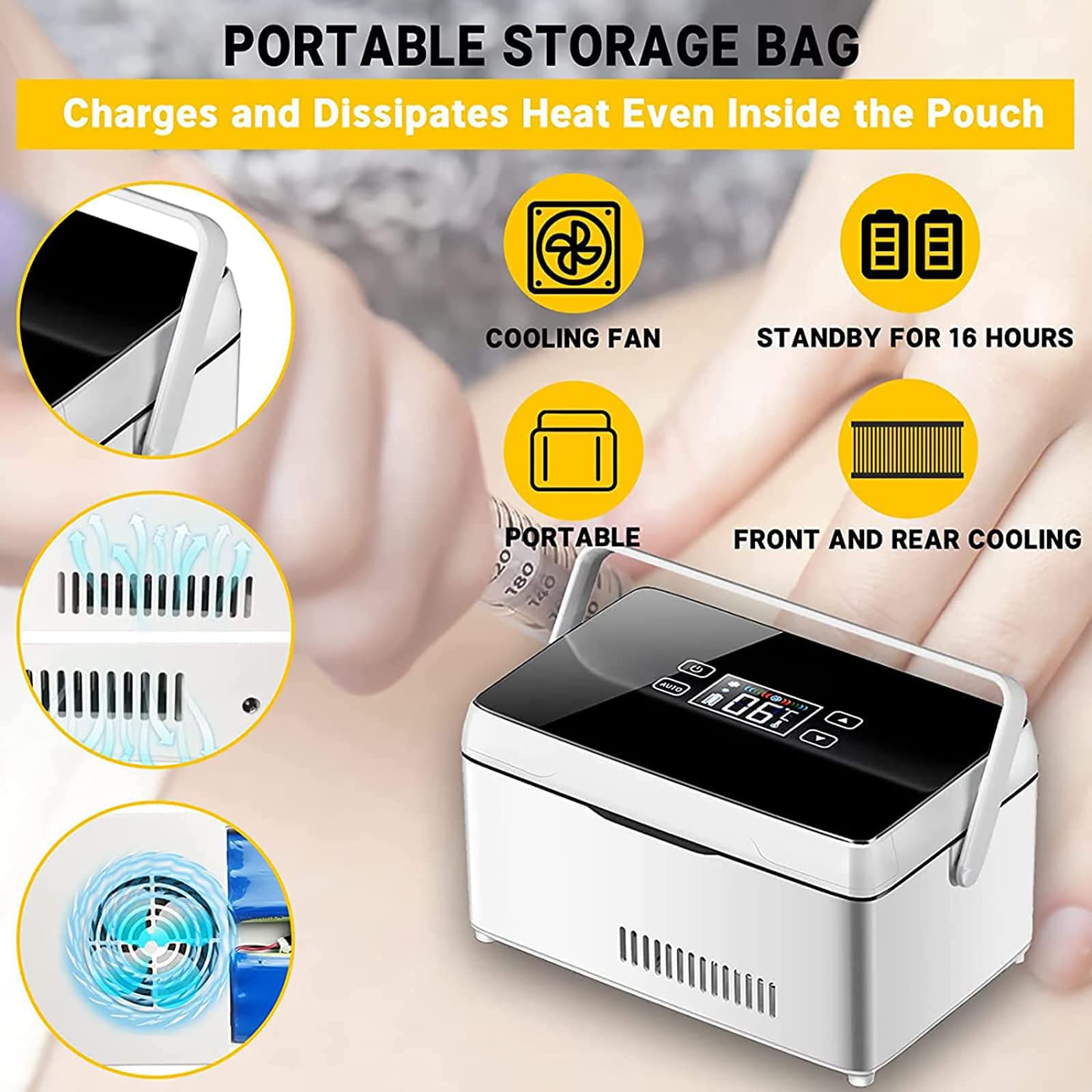Custodia da viaggio per dispositivo di raffreddamento dell'insulina - per farmaci per il diabete - frigorifero per farmaci - display a LED - controllo della temperatura 2 ~ 8 ℃ - ideale per uso