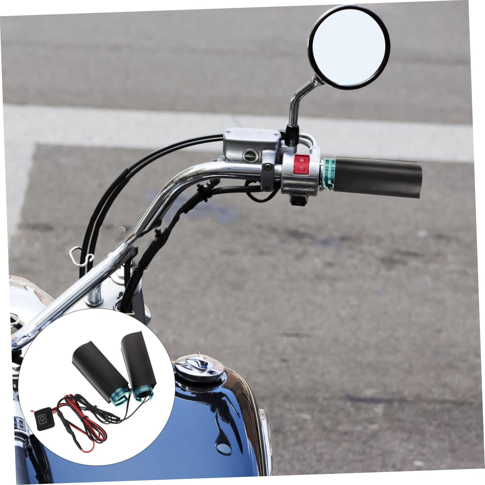 Mobestech 2stücke Heizgriffe Für Motorräder Universelle Elektrische Lenkerheizung Mit DREI Temperatureinstellungen rutschfeste Oberfläche Einfache Installation Ohne Beschädigung