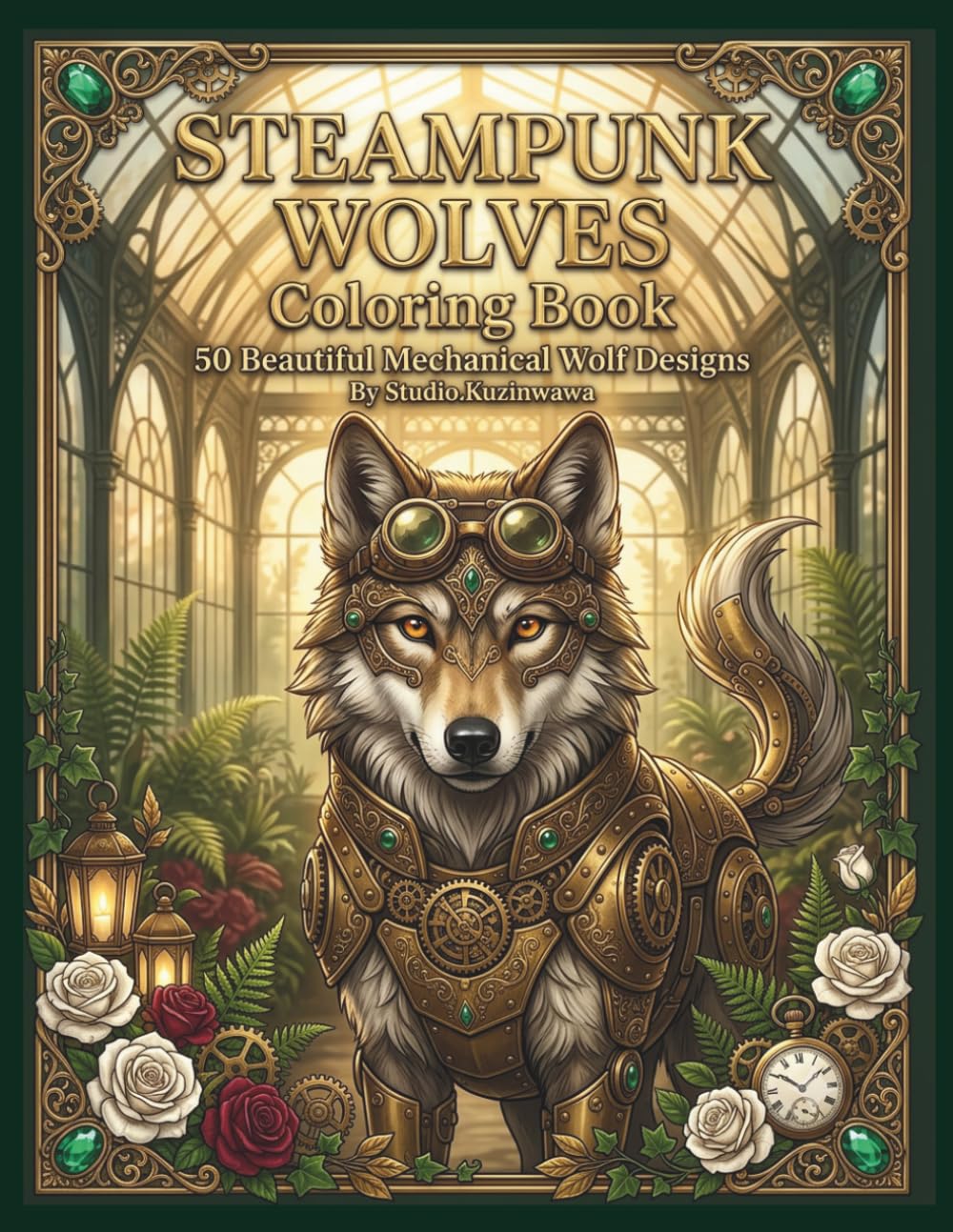 STEAMPUNK WOLVES Coloring Book: 50 Mechanical Designs (Steampunk Coloring Book Collection)