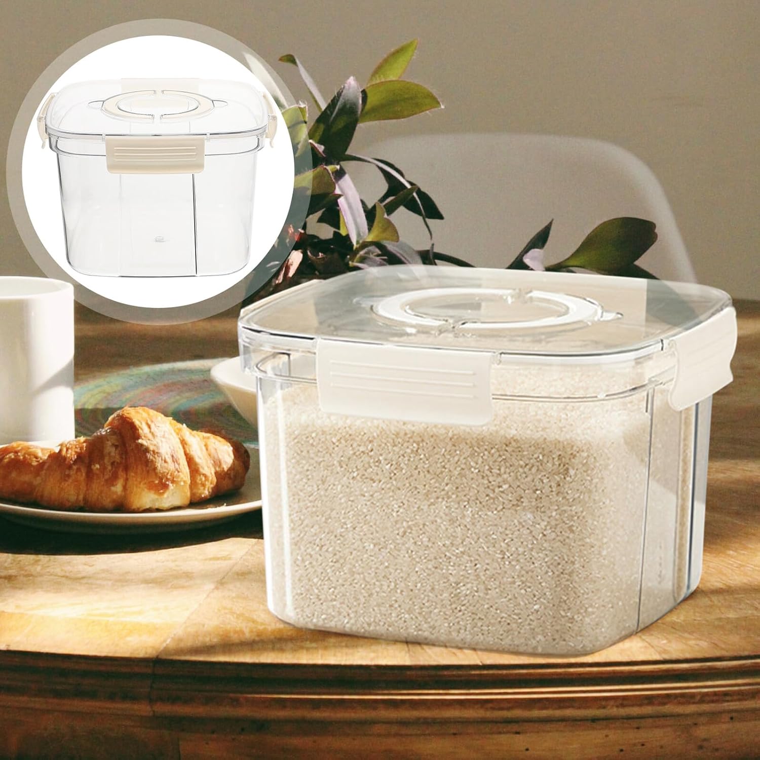 Airtight Rice Storage Container 9l with Lid, Food-grade Plastic Grain and Flour Canister, Kitchen Pantry Organizer for Home Rice and Flour Storage