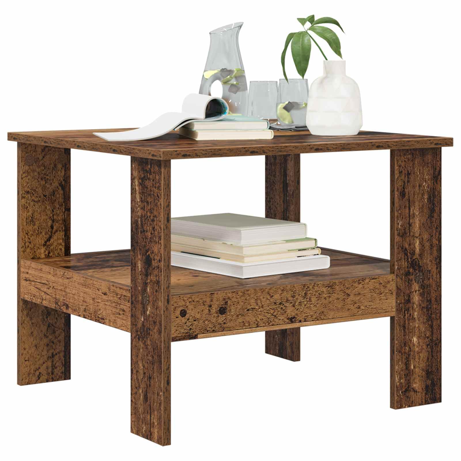 vidaXL Coffee Table Old Wood 57 x 55 x 45 cm Engineered Wood, Stylish Coffee Table, Rectangular Indoor, Engineered Wood Furniture, Living Room Centerpiece, Functional Surface
