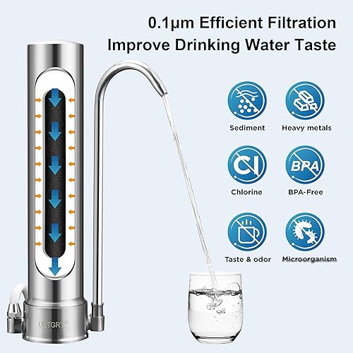 Miniatura 3 de Sistema de filtro de agua para encimera, 8000 galones, filtro de agua para grifo de acero inoxidable SUS304 con elemento de filtro de cerámica