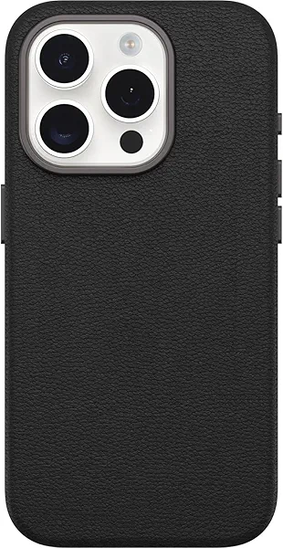 OtterBox iPhone 15 Pro Symmetry Series Cactus Leather for MagSafe - Noir ASH (Black), sustainably sourced, Snaps to MagSafe, Ultra-Sleek, Raised Edges Protect Camera & Screen