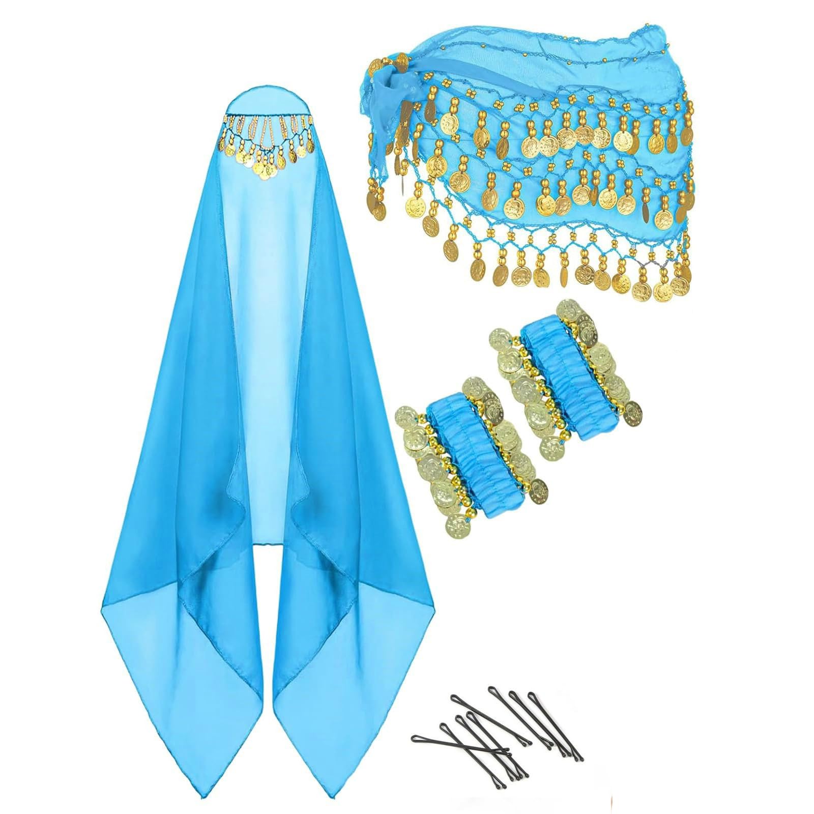 Babibaobei Unisex Lake Blue Stage Performances Attire With Delicate Head Accessories Hair Decoration For Theatrical Productions Theater Costume Bundle
