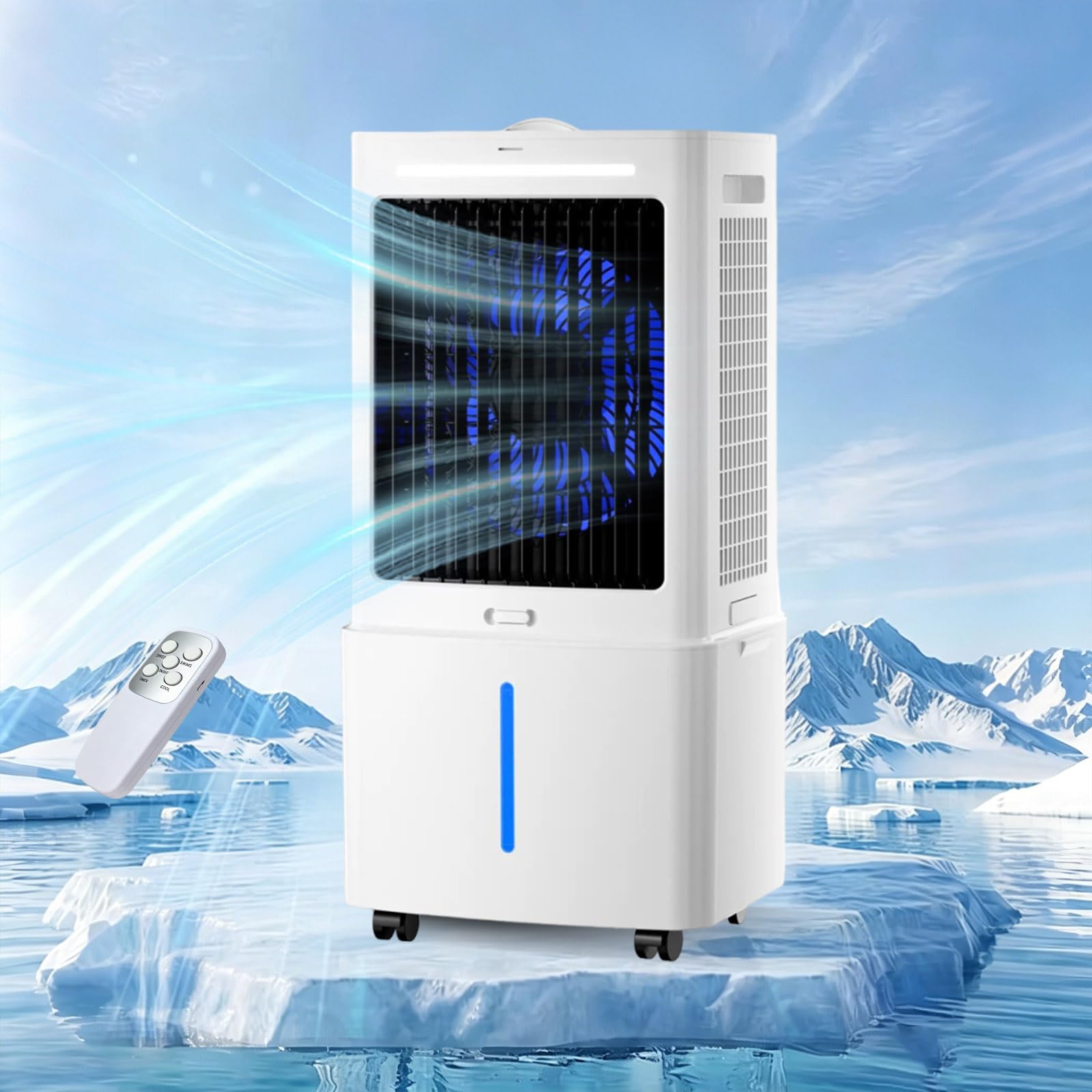 25L Rinfrescatore d'Aria Portatile con Telecomando & Timer, 2 Ghiaccioli, Ideale per Grandi Ambienti Casa