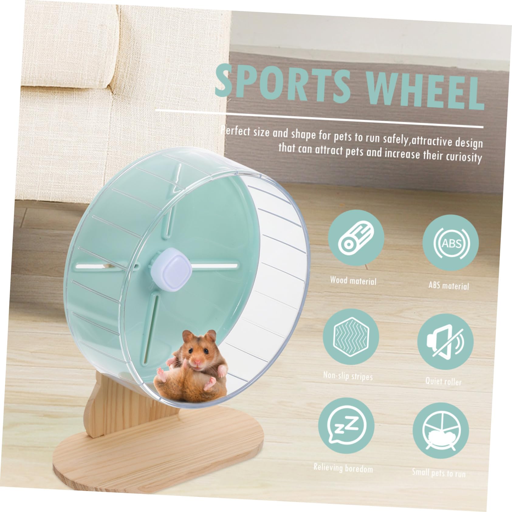 Toddmomy 1 Ensemble Silencieuses pour Hamsters et Petits Animaux de Roue avec Support Accessoire pour Rongeurs Chinchillas et