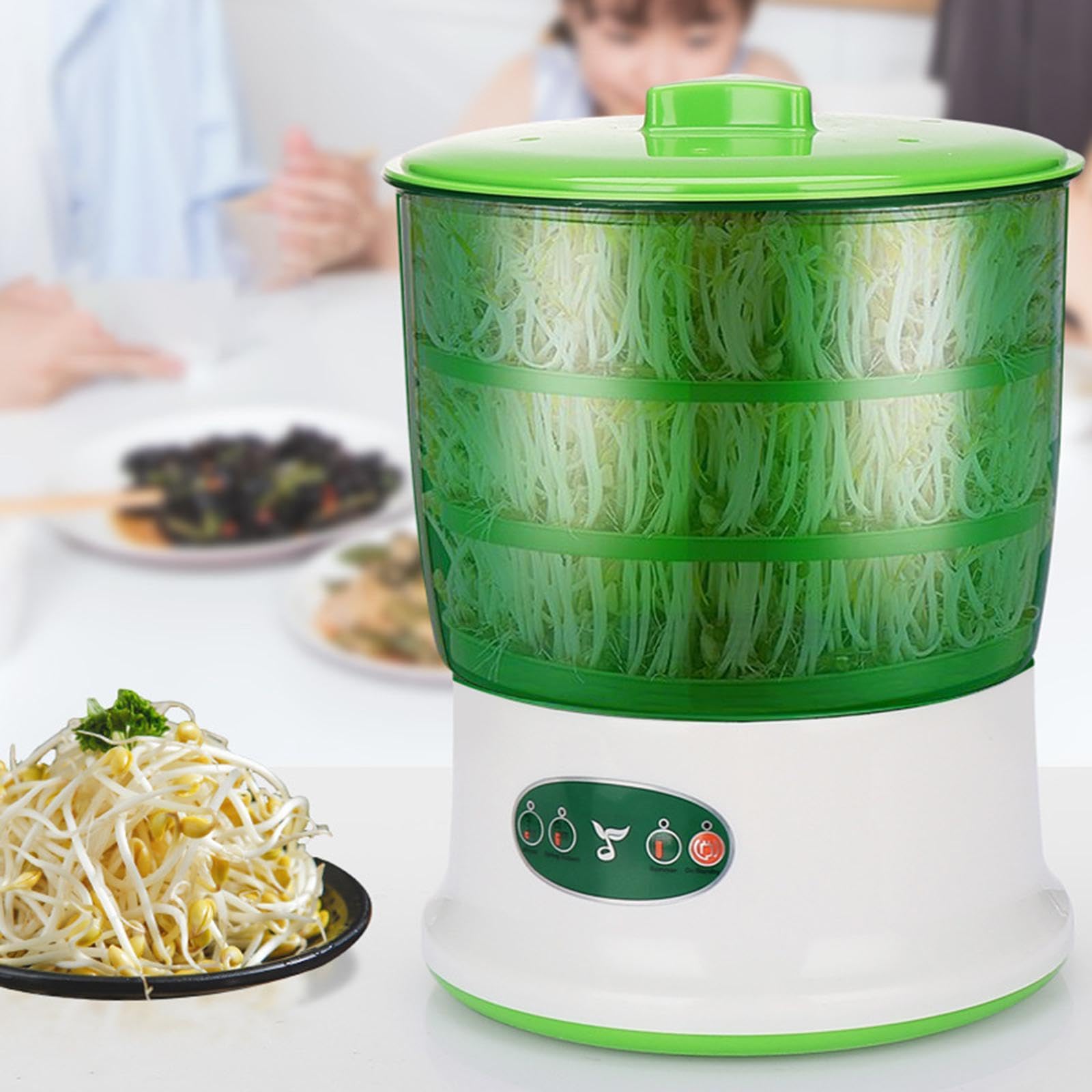 Milageto Máquina de Brotes de Frijol para Hogar, Conveniente Germinador de Semillas Visible, Kit de Cultivo de Brotes Automáticos, 3 Capas