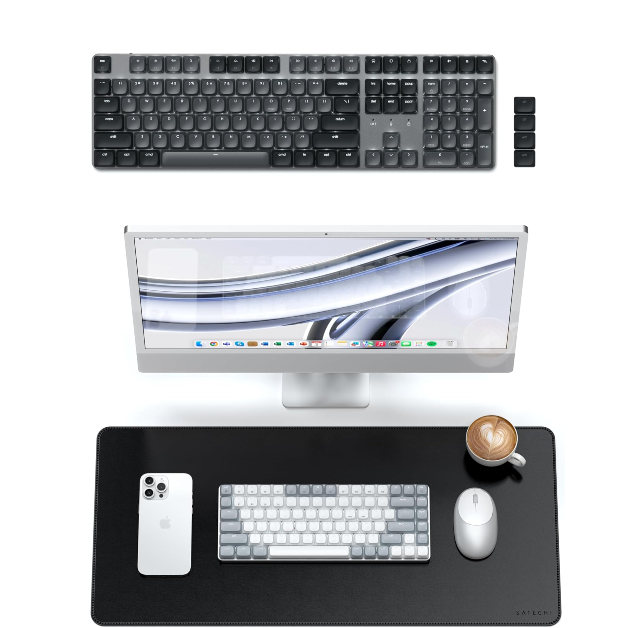 SATECHI Schreibtischunterlage PU und SM3 Mechanische Tastatur US QWERTY Bundle