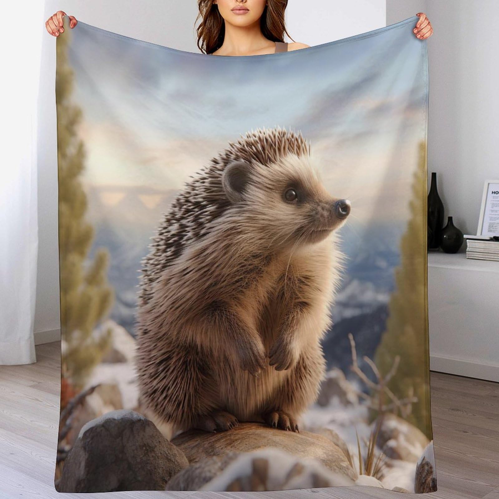 Couverture de canapé hérisson en flannel douce pour les soirées cocooning des enfants