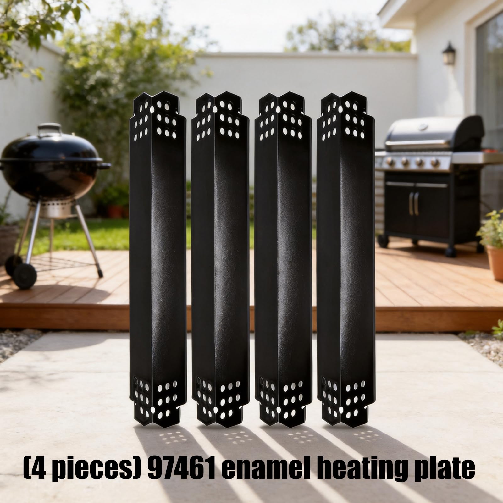 Piastre deflettori Calore in Acciaio ventilato, Set Ricambio 97461 Rivestito in Porcellana per Servizio Barbecue in Giardino, Supporto per l ' Equilibrio del Riscaldamento, Pulizia più Rapida