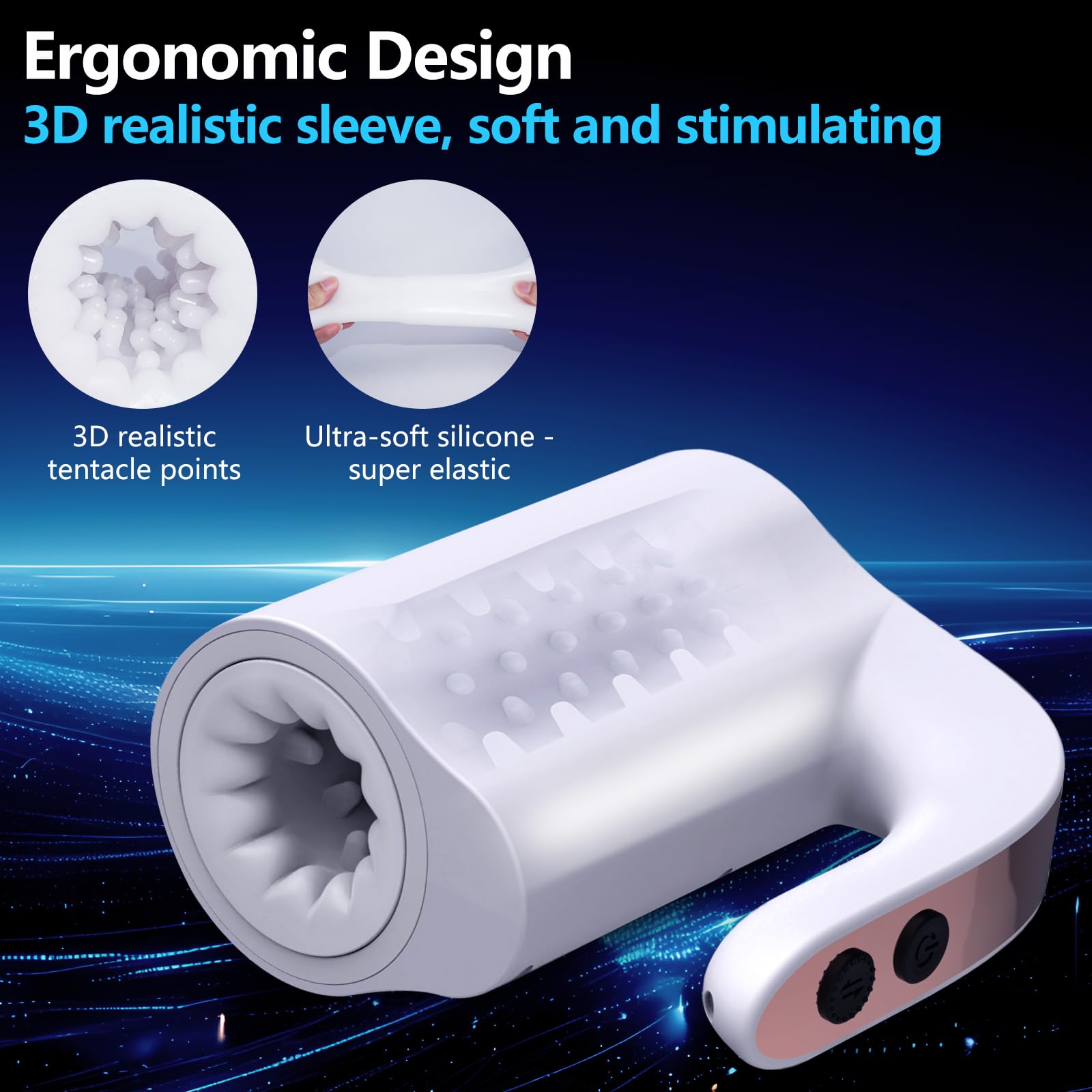 Jouet Sexuel pour Homme-Masturbateur Masculin Automatique avec 10 Modes Télescopique et Rotation, Masculins Pompe à Pénis avec Poignée, Véritable Machine à Fellation (Blanc)