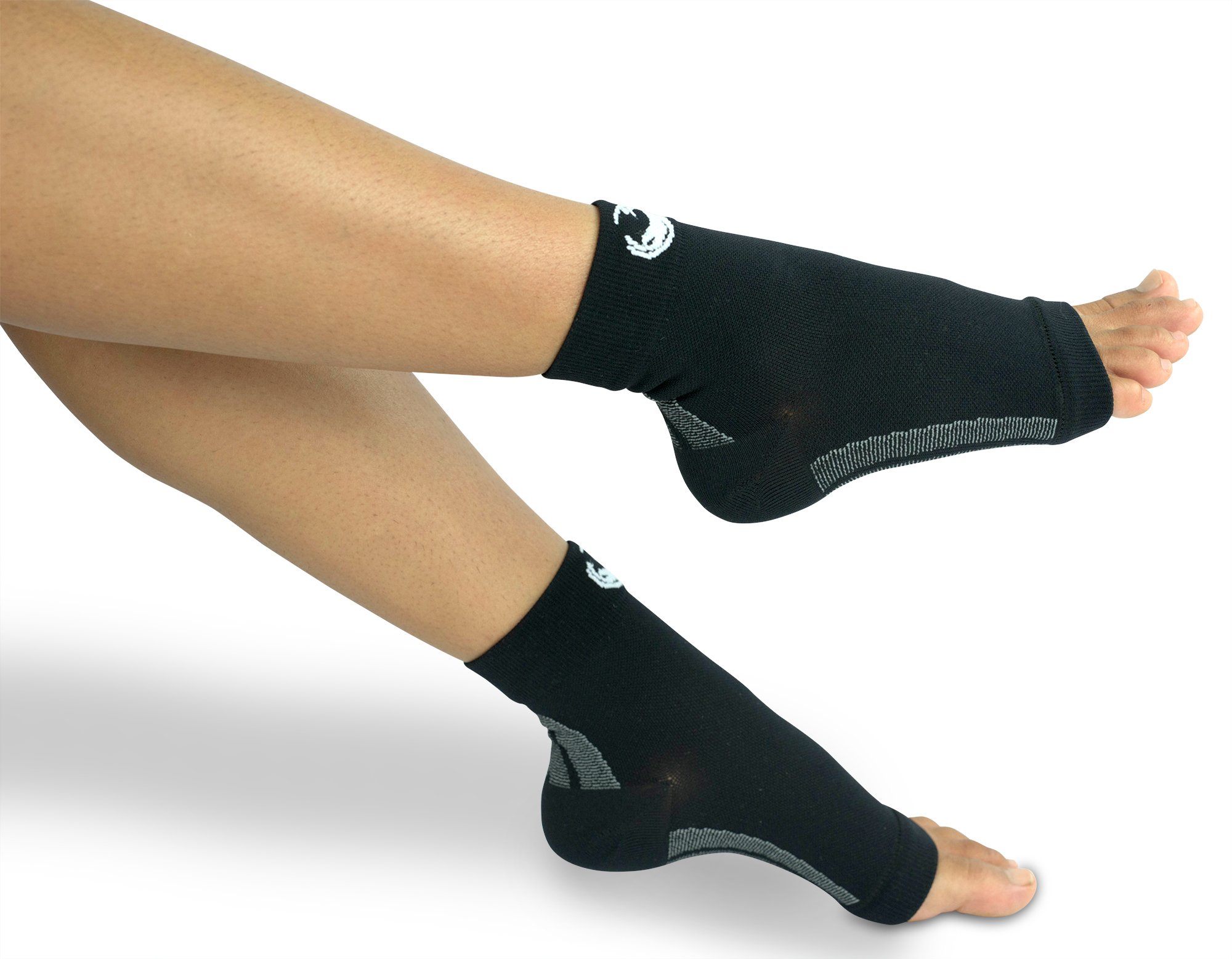 Fit Harmony 365 Foot Compression Sleeves - 2-Piece Pair of Ankle Sleeve Socks - Provides Support to Reduce Pain from Plantar Fasciitis - Enhances Circulation - Promotes Muscle Recovery for Runners