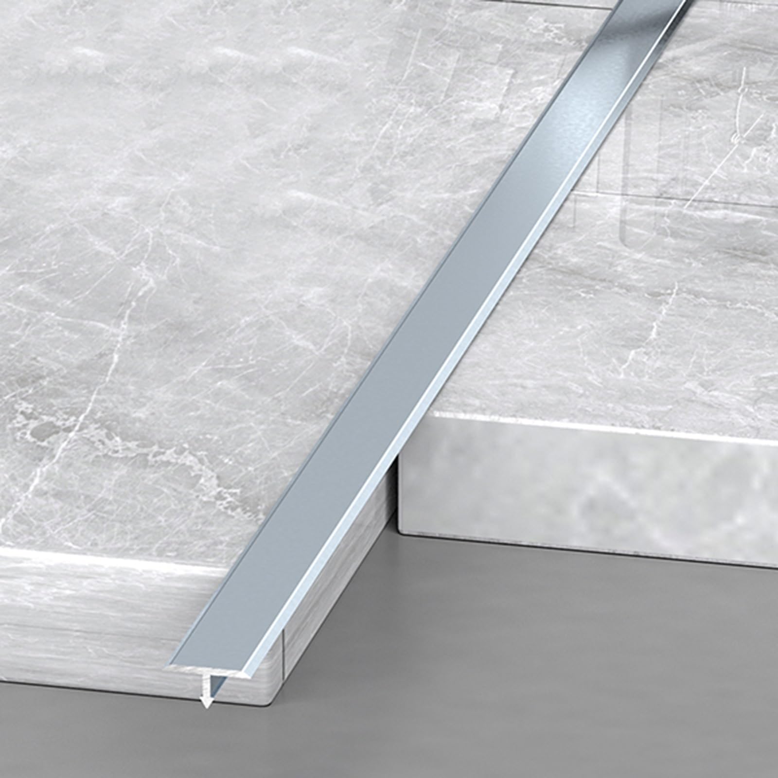 3pcs Aluminum T Molding Trim Floor Transition Strips Waterproof Door Threshold Seal Strip For Joining Gaps Laminate Planks Tiles(Grey,1.2 * 270cm(3 * 90cm))