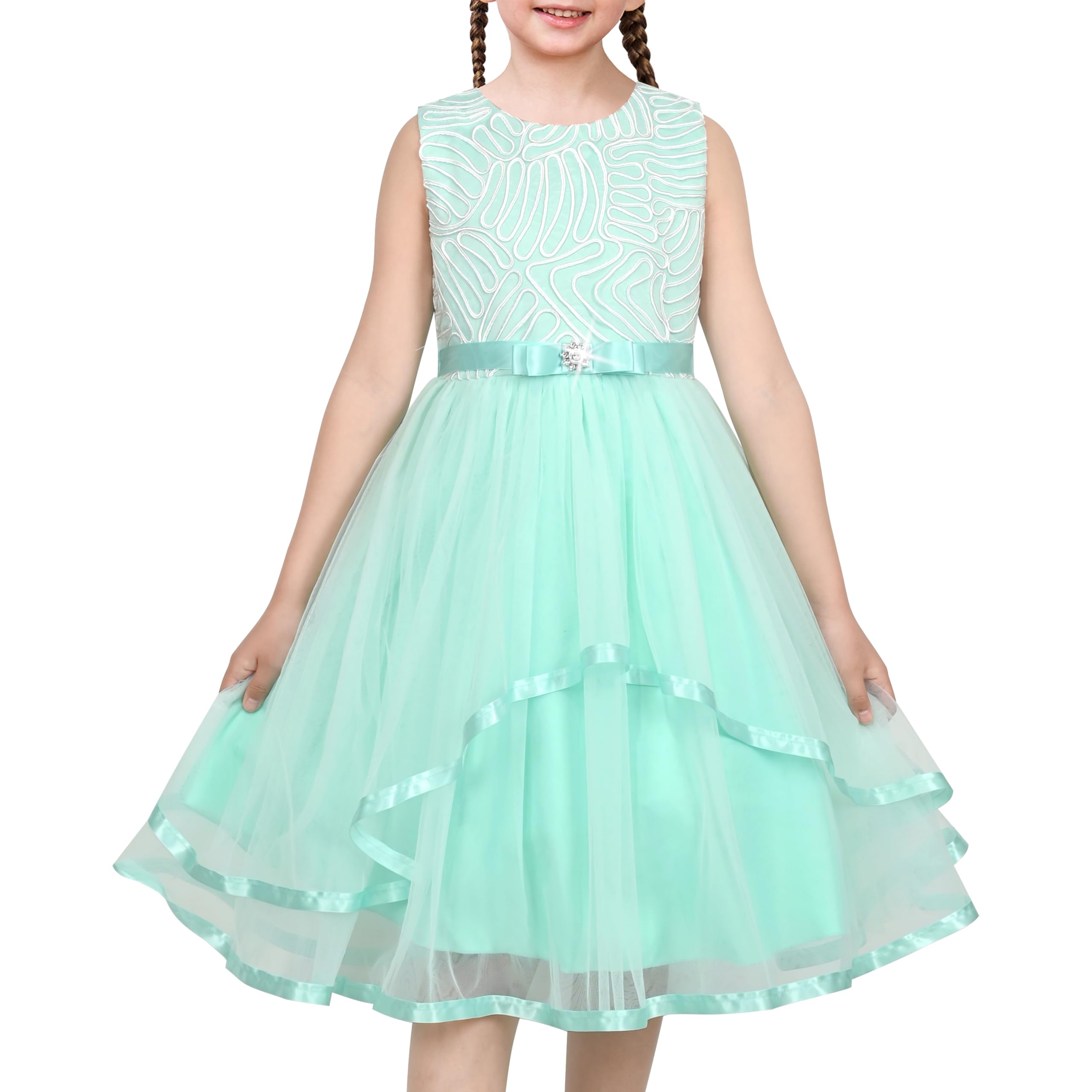 Sunny Fashion Vestido para niña Flor Azul Ceñido Boda Fiesta Dama de Honor 4-12 años
