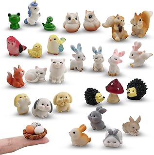 SparkleFab 30 Pcs Tiny Resin Animals to Hide Mini Forest Animals Figurin...