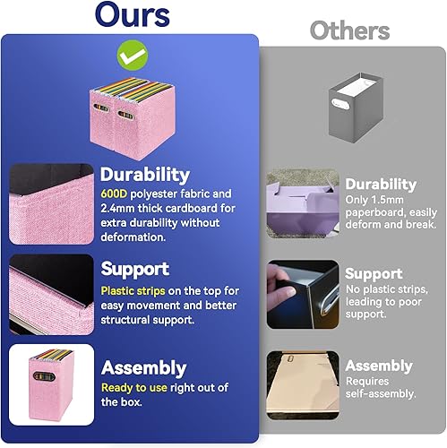 Vista 12 de Paquete de 4 organizadores de archivos tamaño carta, organizador de carpetas de archivos, caja de almacenamiento de tela, organizador de papel Verde