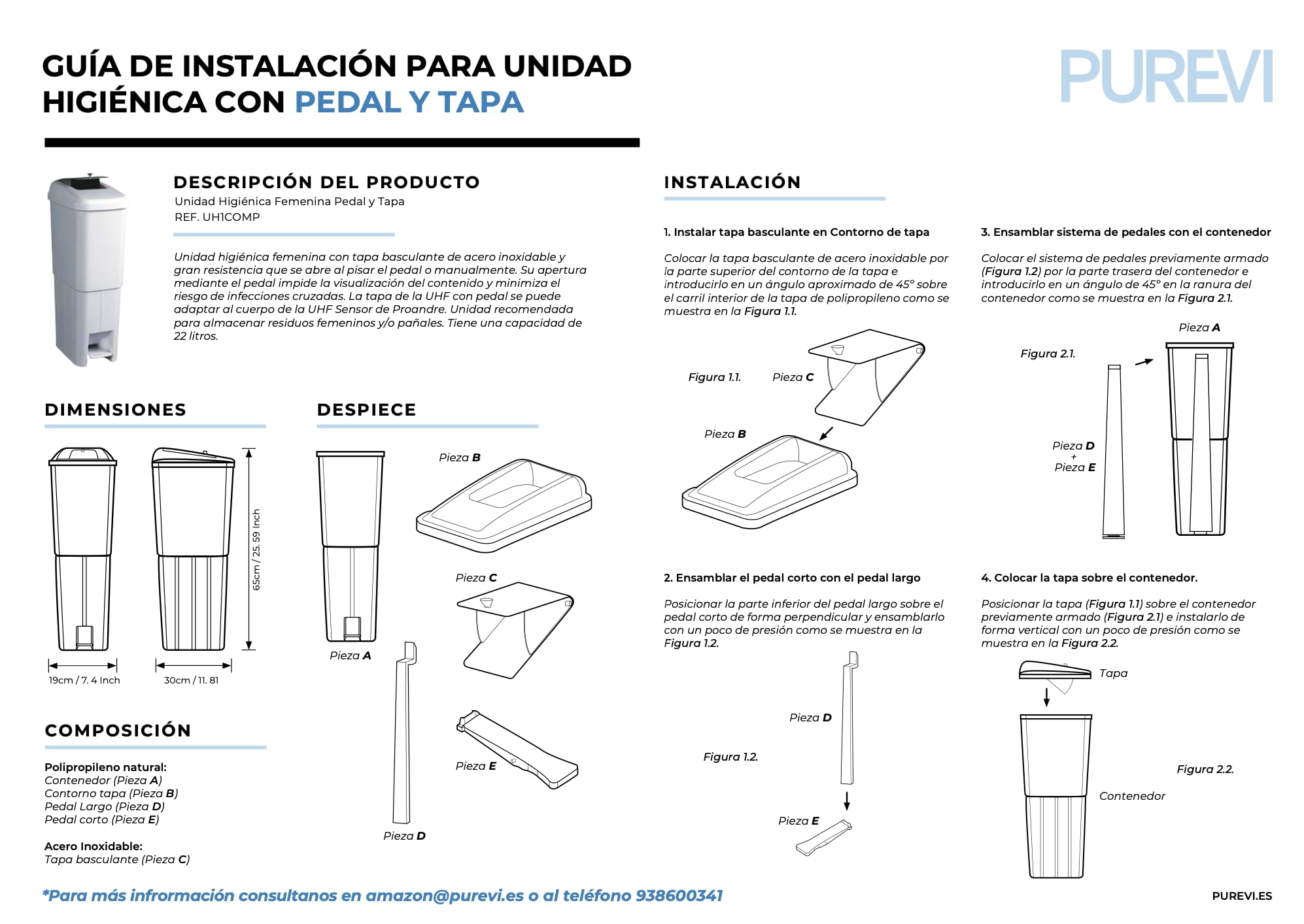 Papelera Baño | Compresero de Baño | Unidad Higiénica Femenina con Tapa de Acero Inoxidable | Contenedor sanitario femenino | Basura Baño Ideal para Baños Públicos y Privados