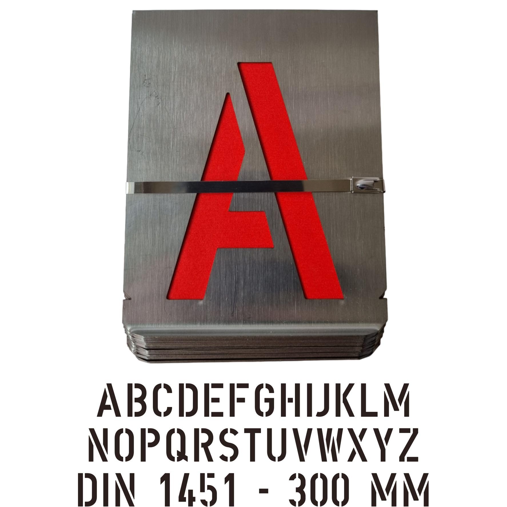 Buchstaben Schablonen Set A-Z | 300mm - 30 cm | Rostfreier Edelstahl | Einzelne Signierschablonen für Präzise Markierungen | Langlebig & Wiederverwendbar | Margreiter Technik