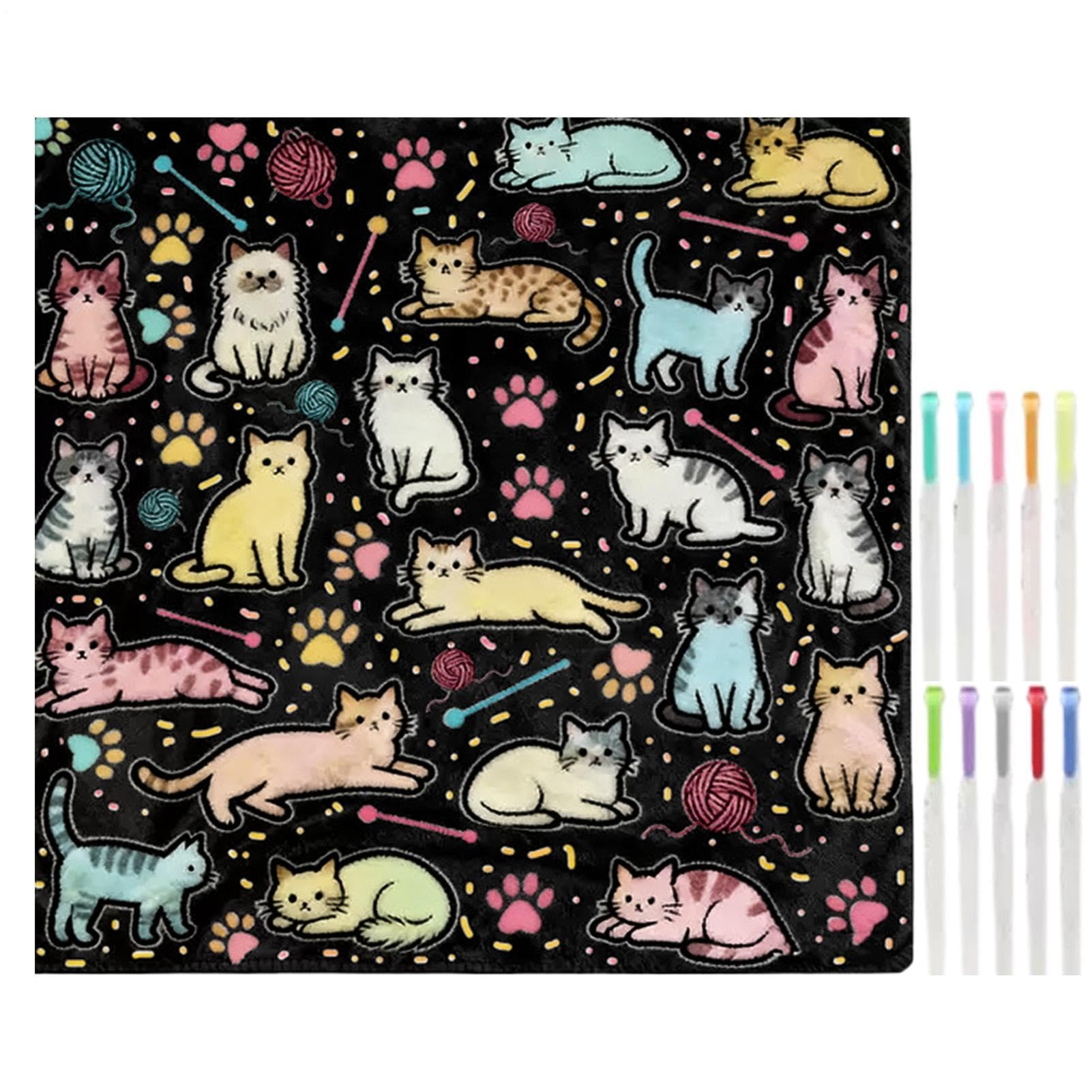 Coloring Blanket for Adults Cats- 145x120 Cm DIY Colouring Blanket