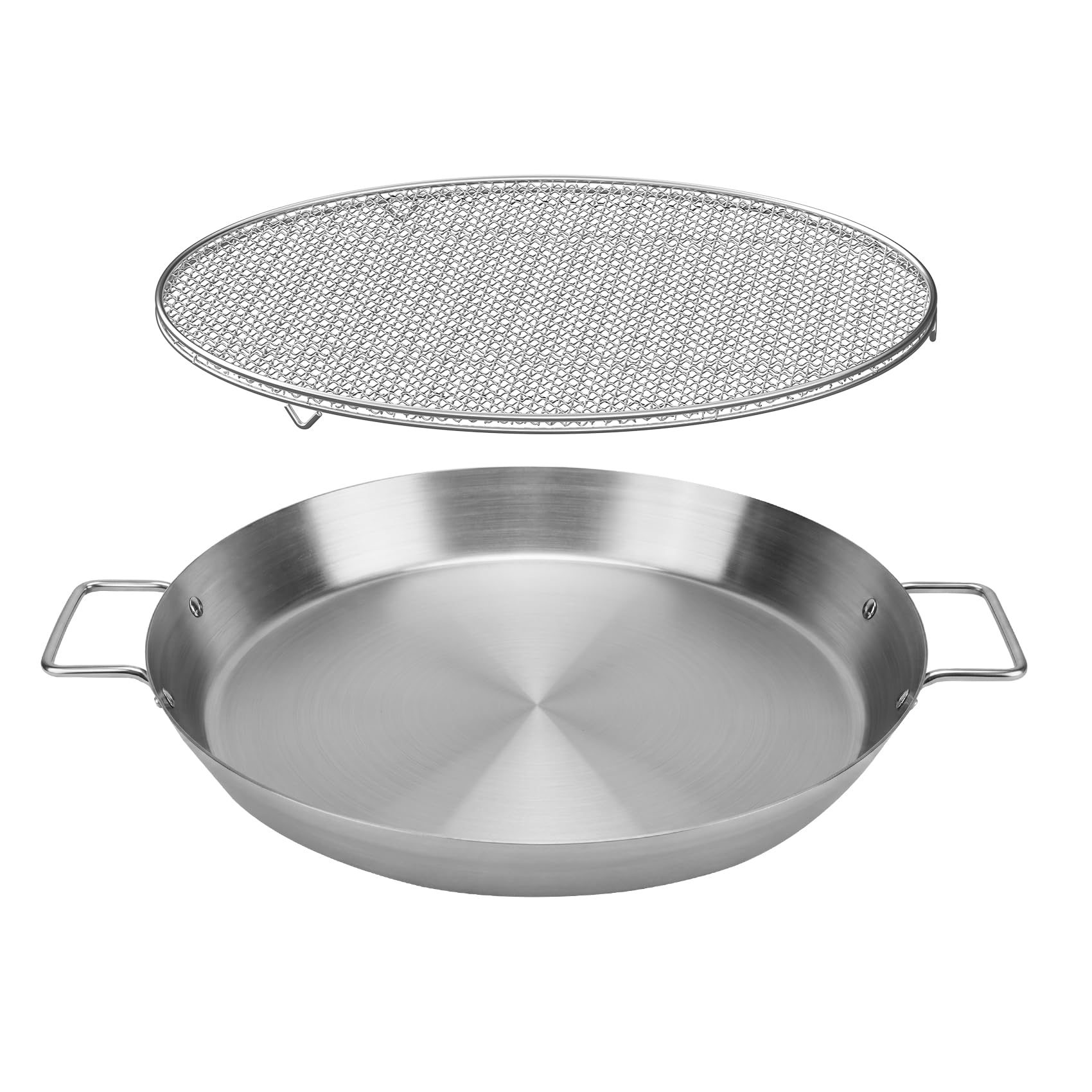 onlyfire Edelstahl Paellapfanne Set mit Grillgitter für Gasgrill